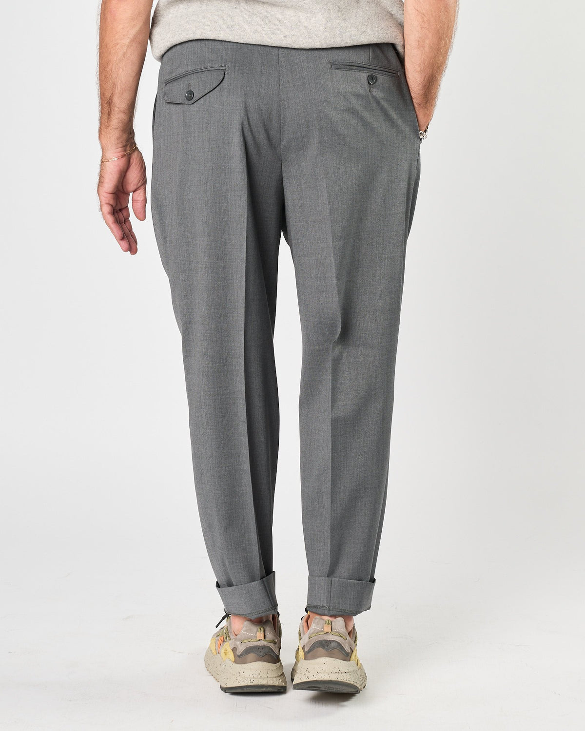 Pantalone A|STORE grigio medio doppia pence