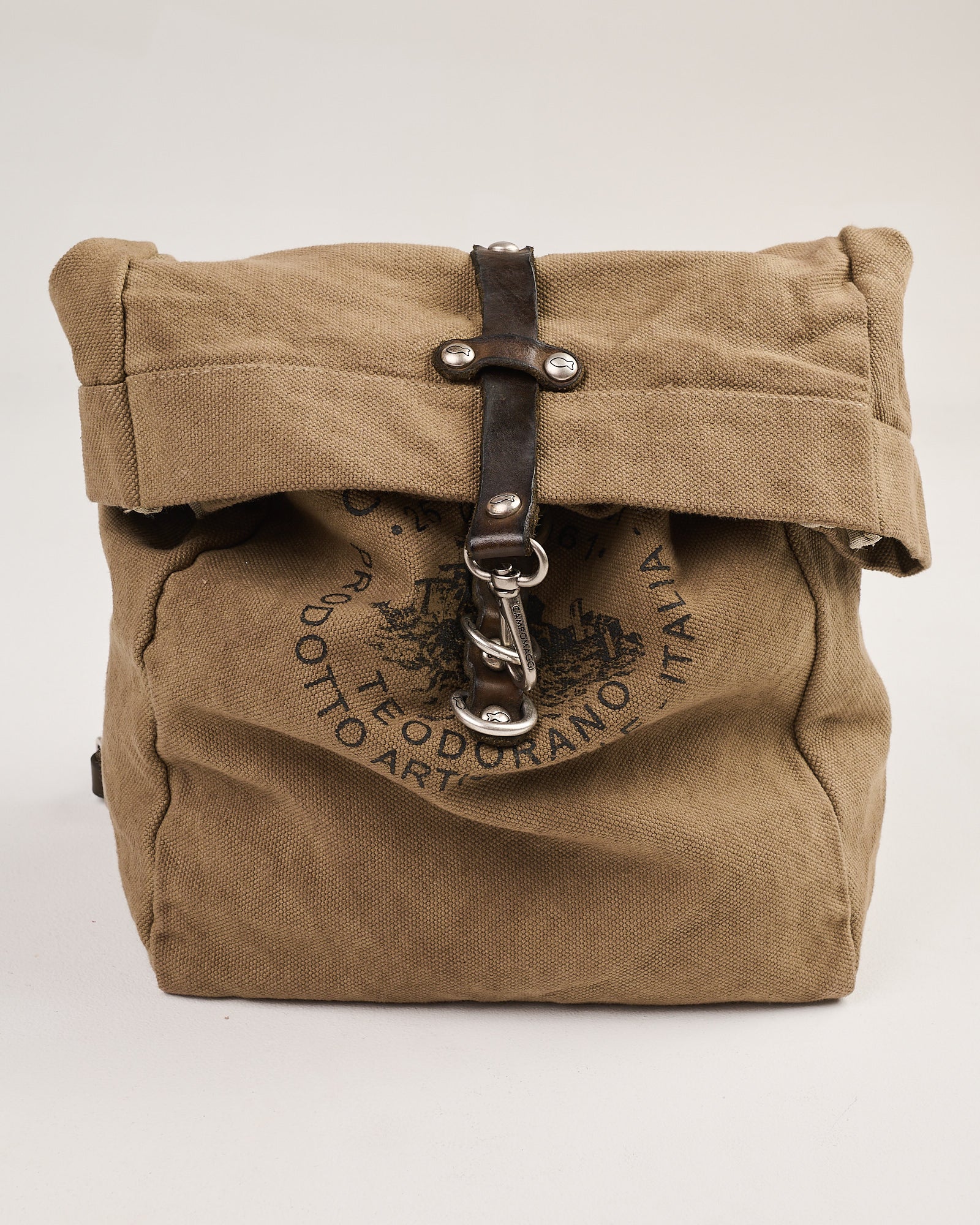 Zaino Campomaggi Pittosporo in canvas vacchetta naturale moro nera