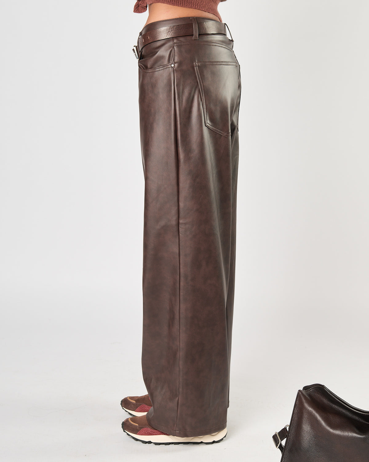 Pantalone God Save Denim in ecopelle moro