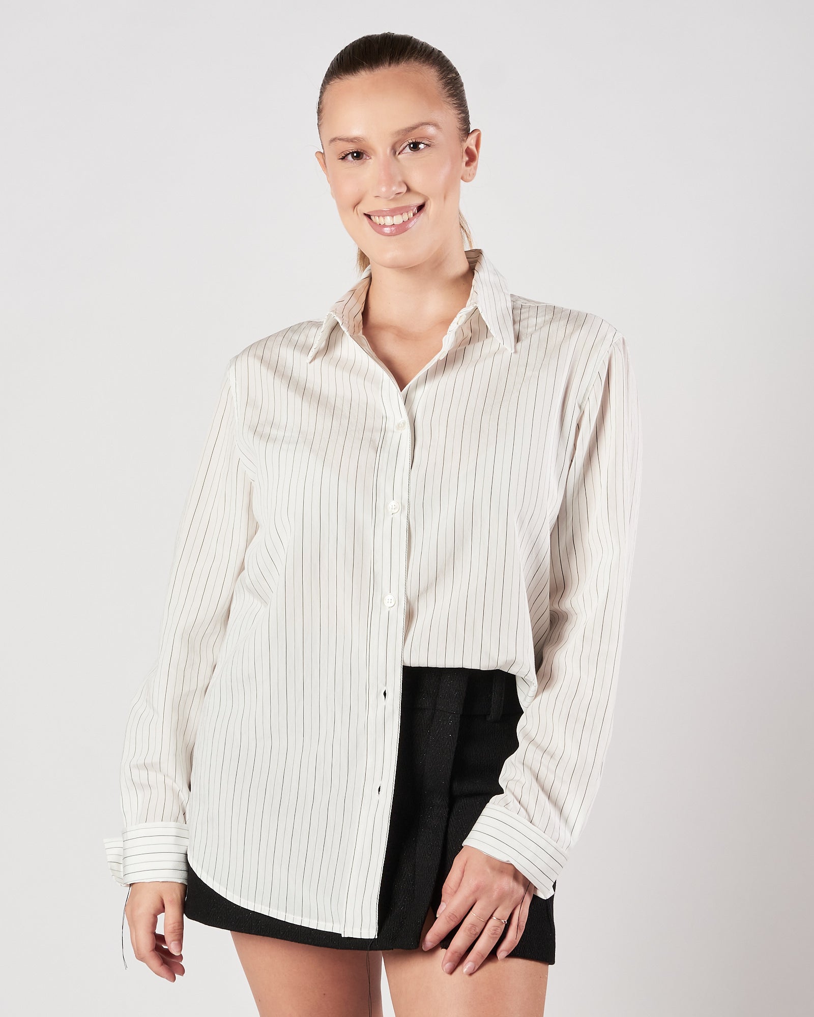 Camicia Tela9 rigata bianca e nera