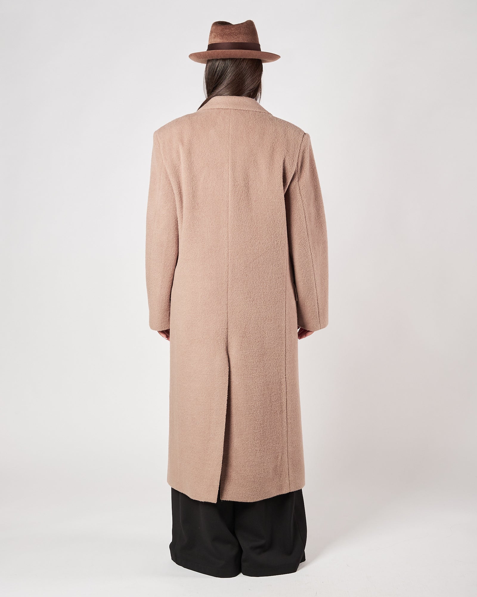 Cappotto Eleh lungo doppio petto fango