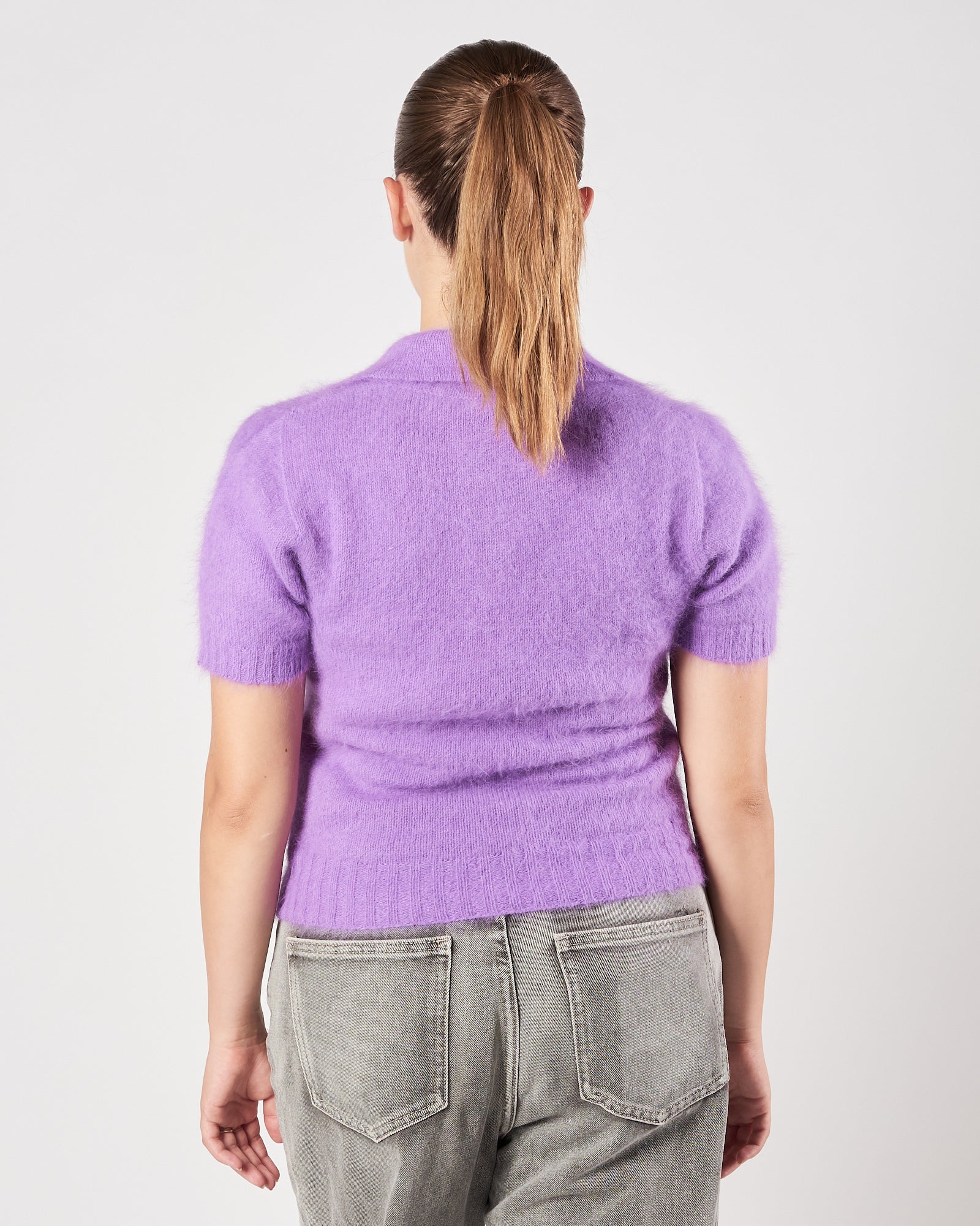 Polo Roberto Collina manica corta in angora lilla