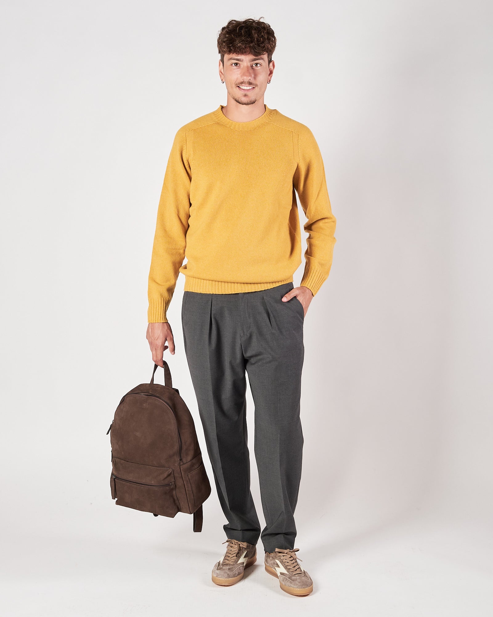 Maglia A|STORE in lana girocollo giallo