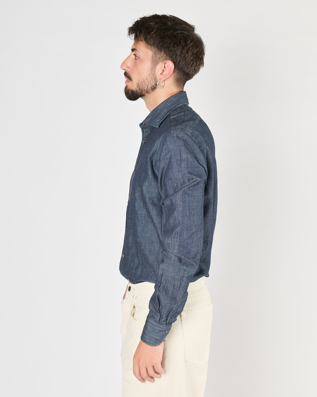 Camicia Xacus denim con bottoni a pressione