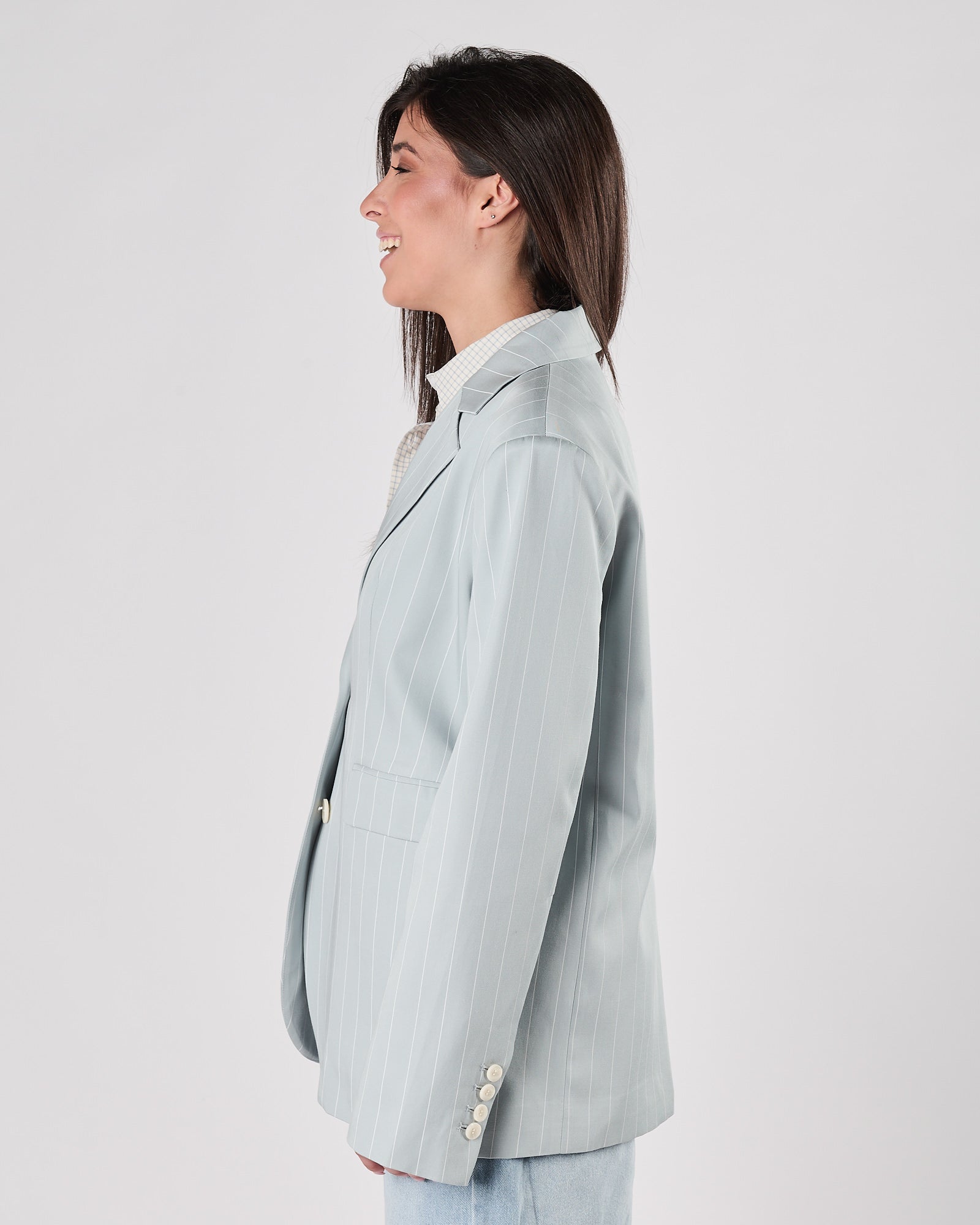 Giacca Eleh over gessata celeste