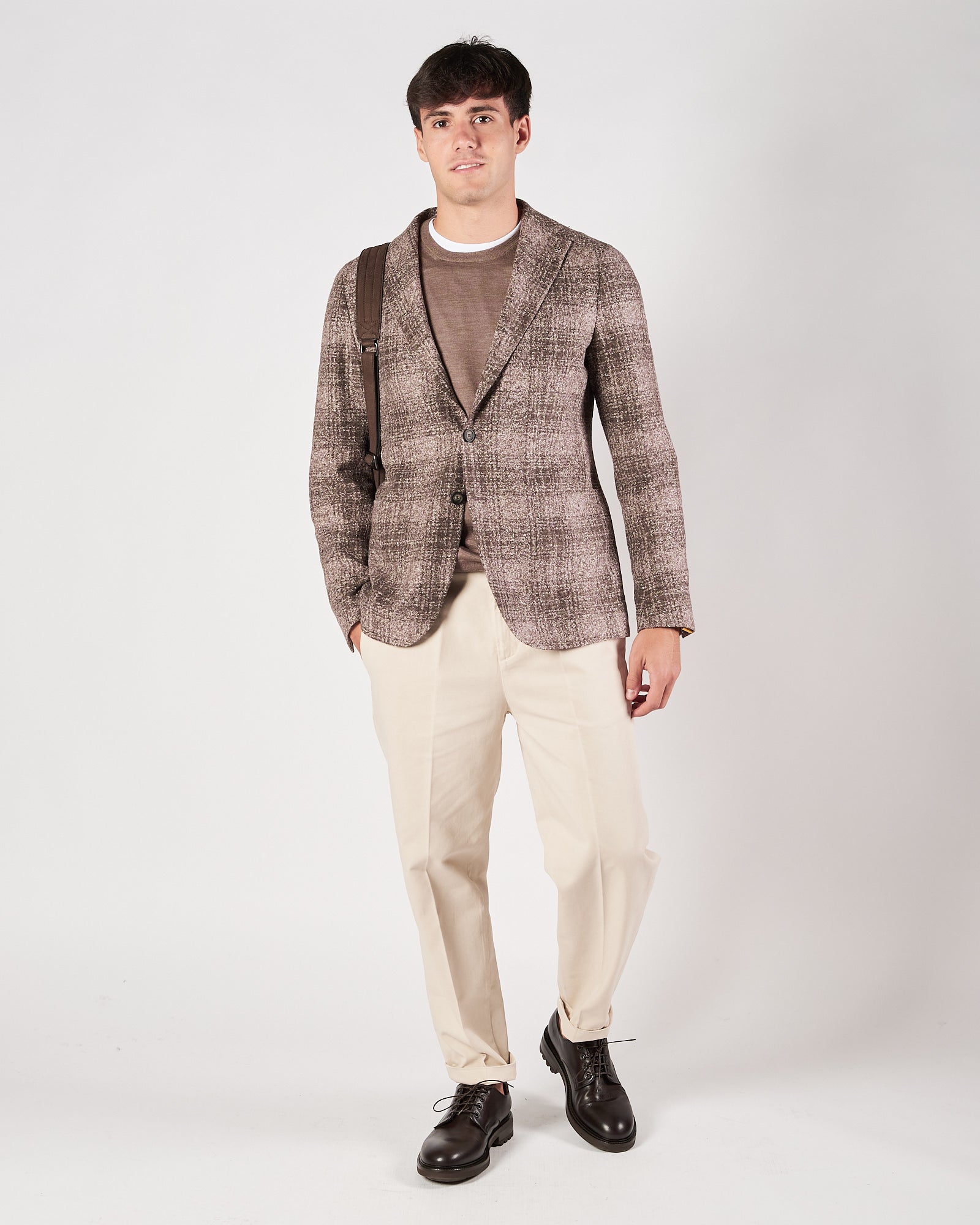 Giacca Tagliatore un petto fantasia quadri tabacco