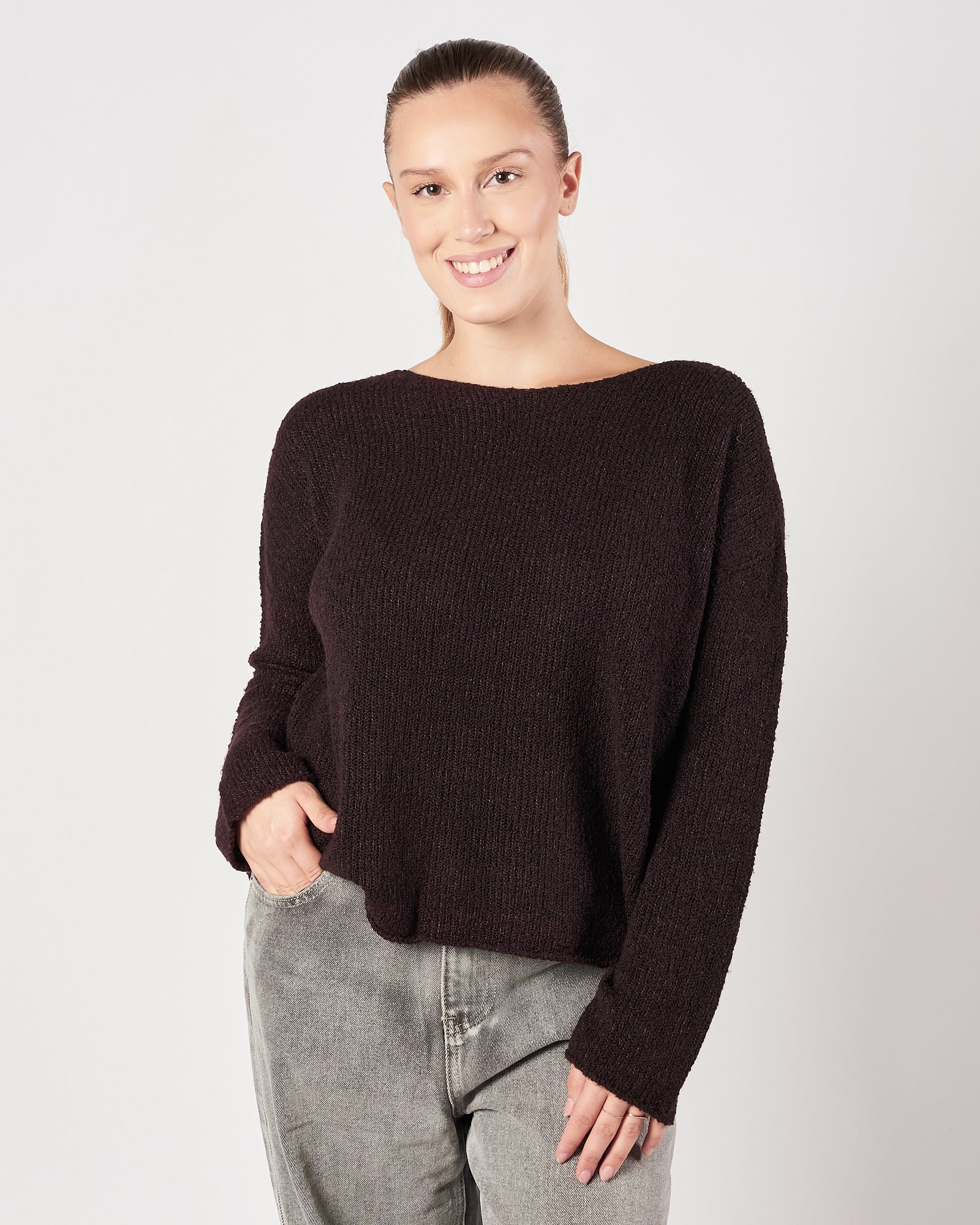 Maglia Roberto Collina scollo barca burgundy