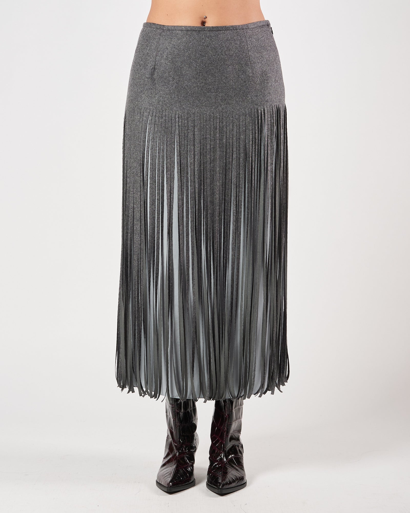 Gonna Tela9 con frangie grigia