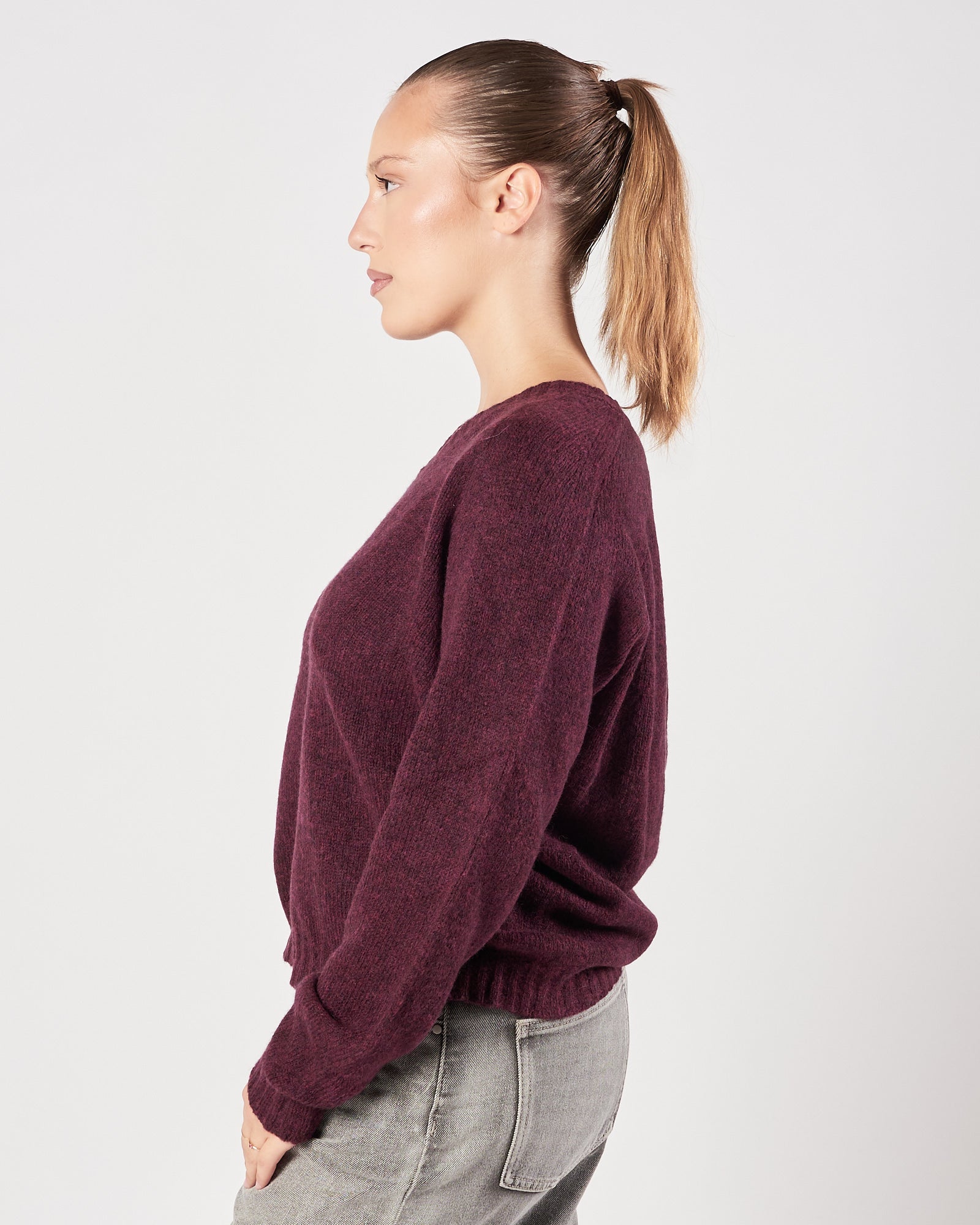 Maglia Roberto Collina scollo v bordeaux