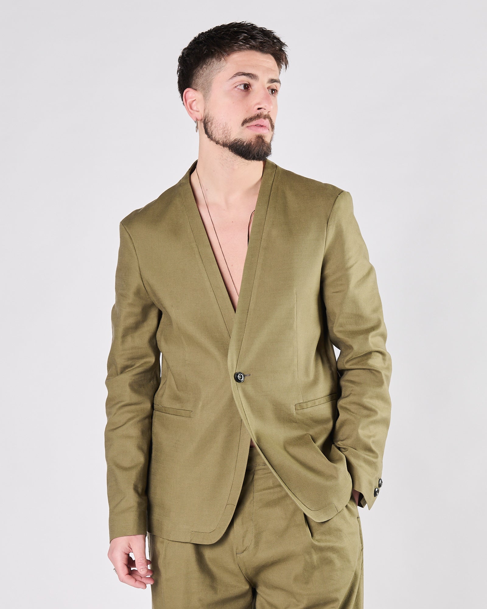 Giacca Aimé senza collo verde