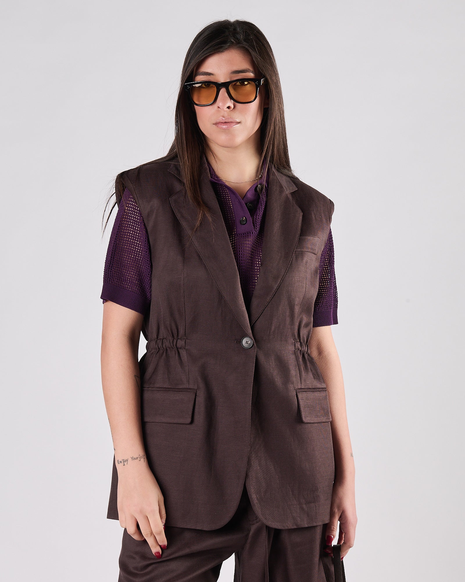 Gilet Tela9 elastico in vita moro