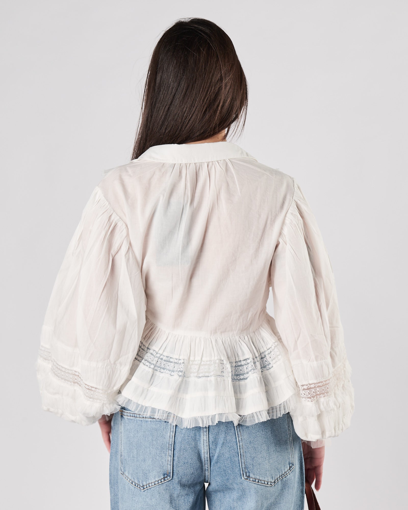 Camicia Mes Damoiselles bianca con pizzo e inserti trasparenti