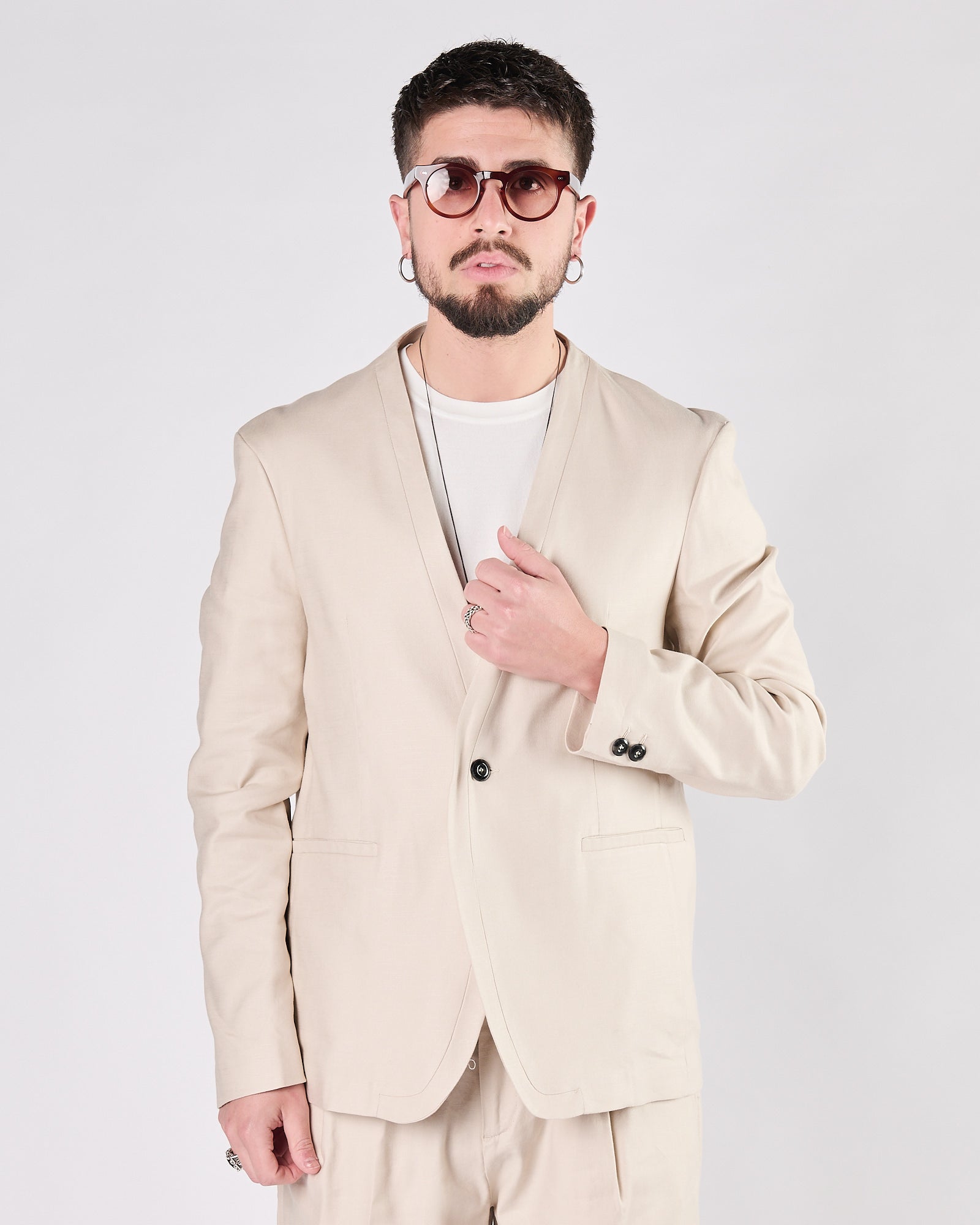 Giacca Aimé senza collo beige