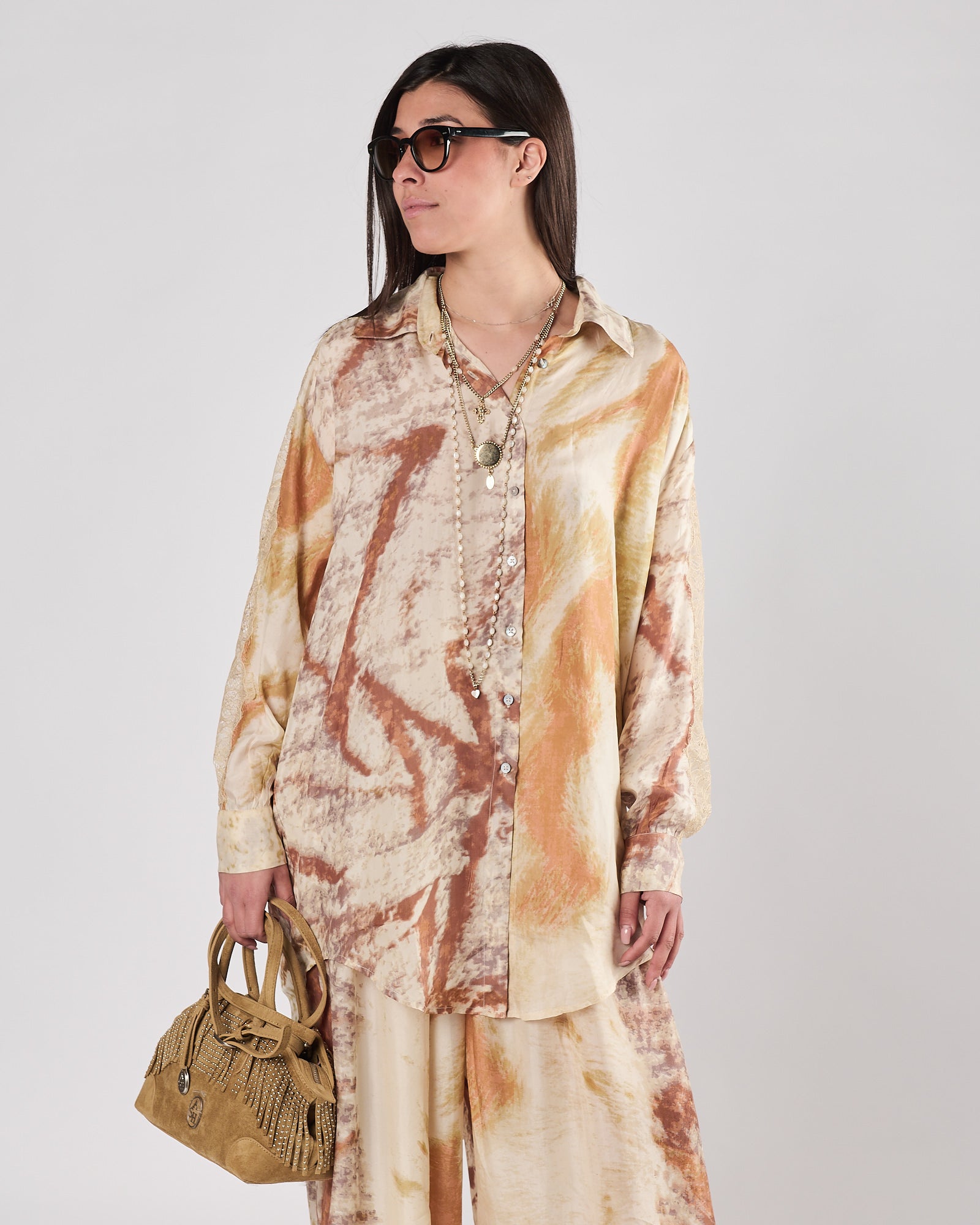 Camicia Mes Demoiselles fantasia con pizzo