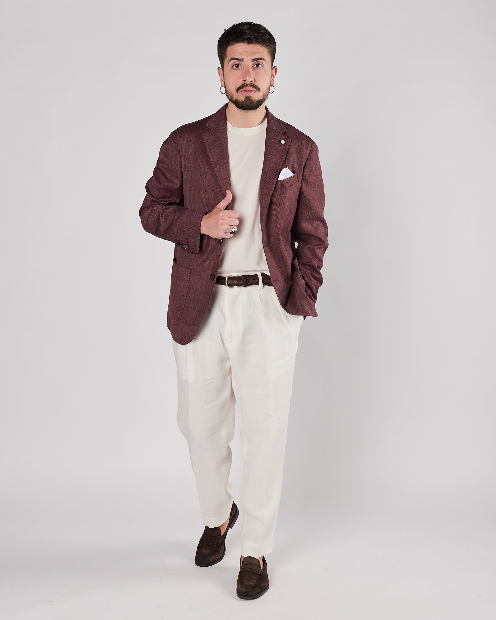 Pantalone A|STORE doppia pence bianco in lino