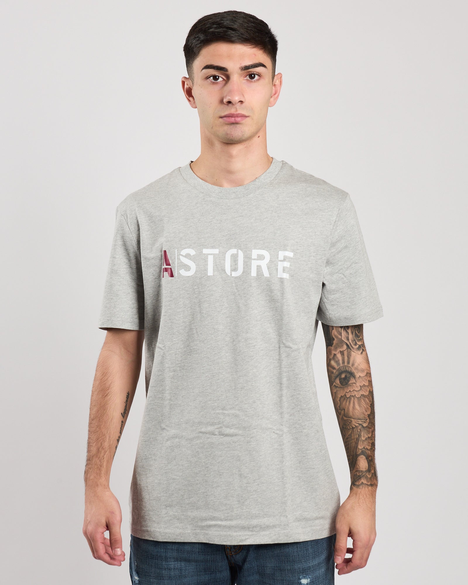 T-shirt A|STORE regular grey con logo