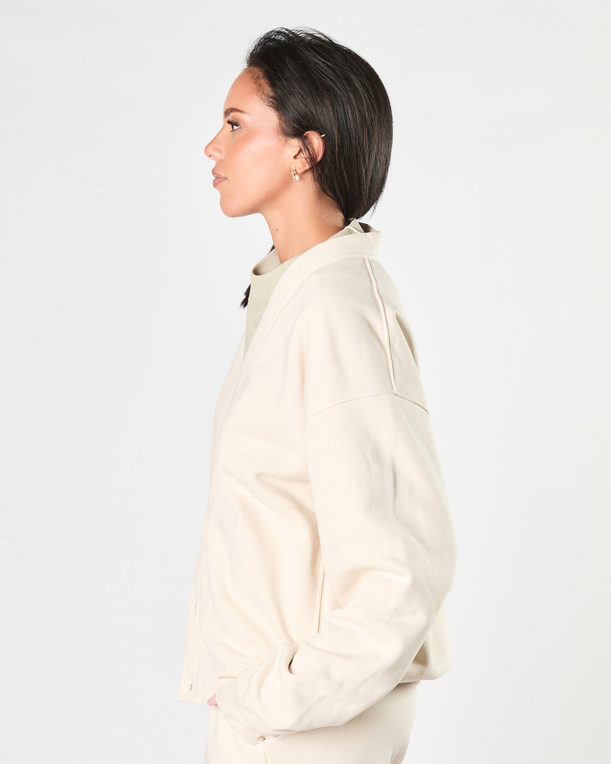 Cardigan Woc in felpa avorio over