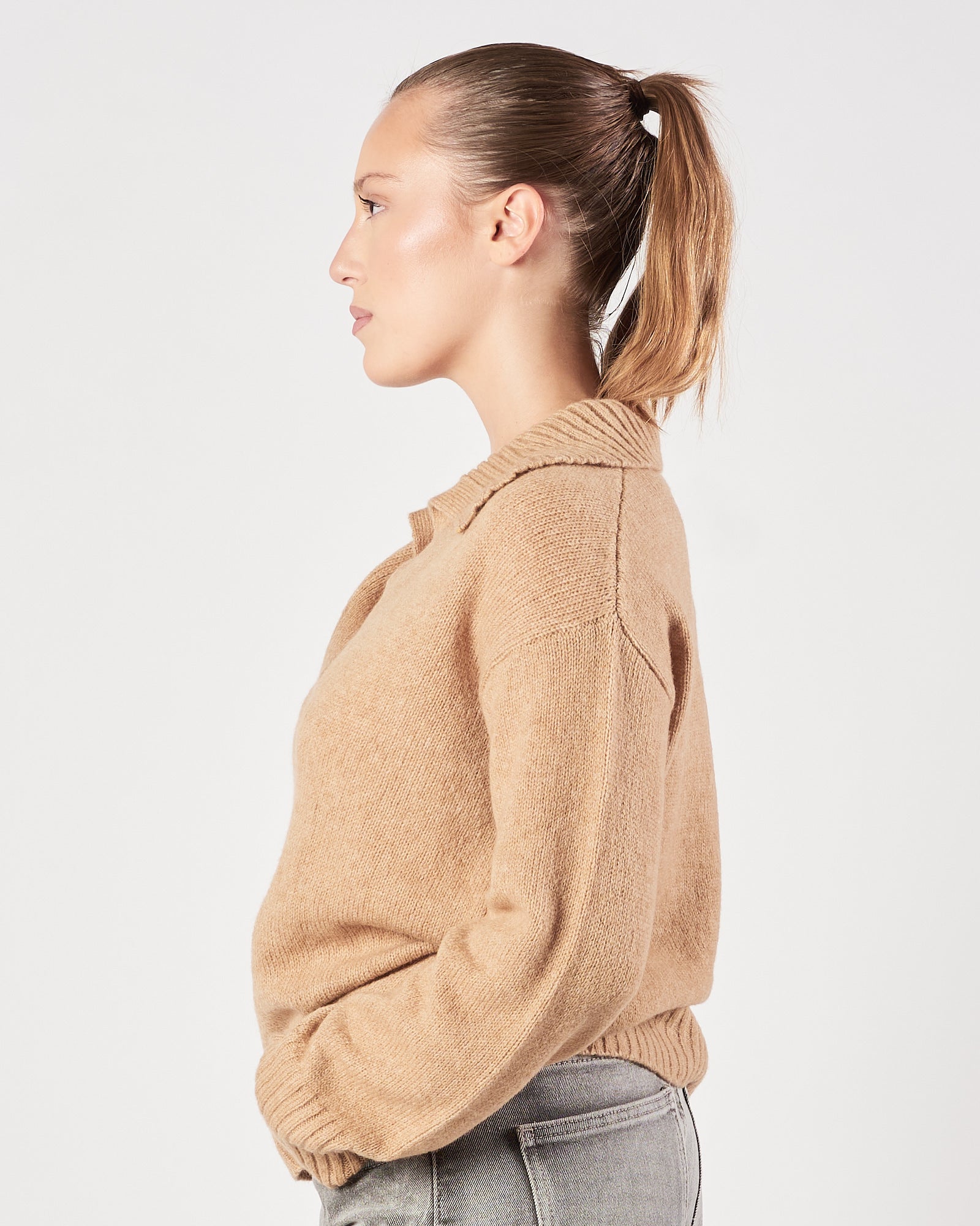 Polo Roberto Collina manica lunga cammello