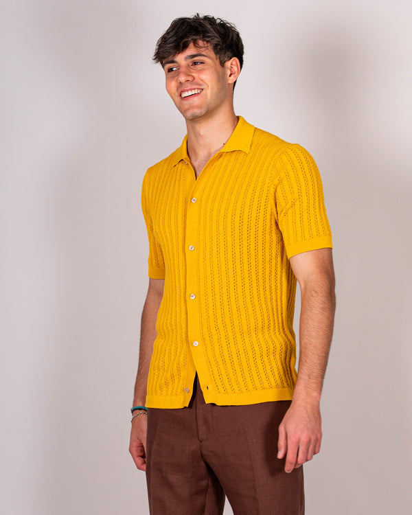 Camicia in maglia maniche corte gialla