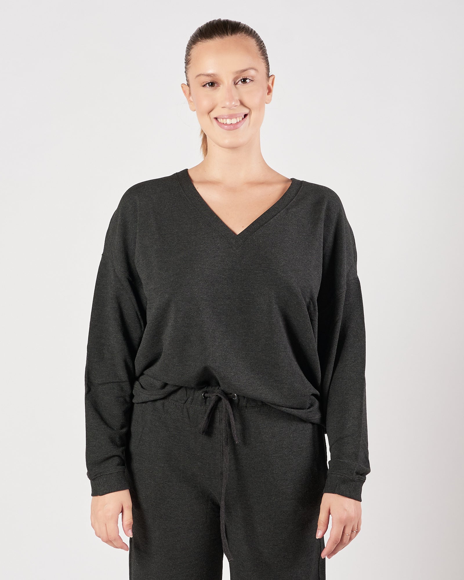 Felpa Majestic scollo v antracite