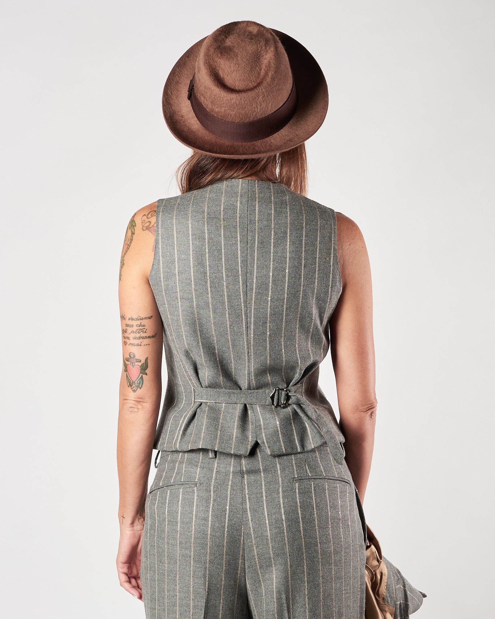 Gilet Lbm1911 gessato grigio con paillettes