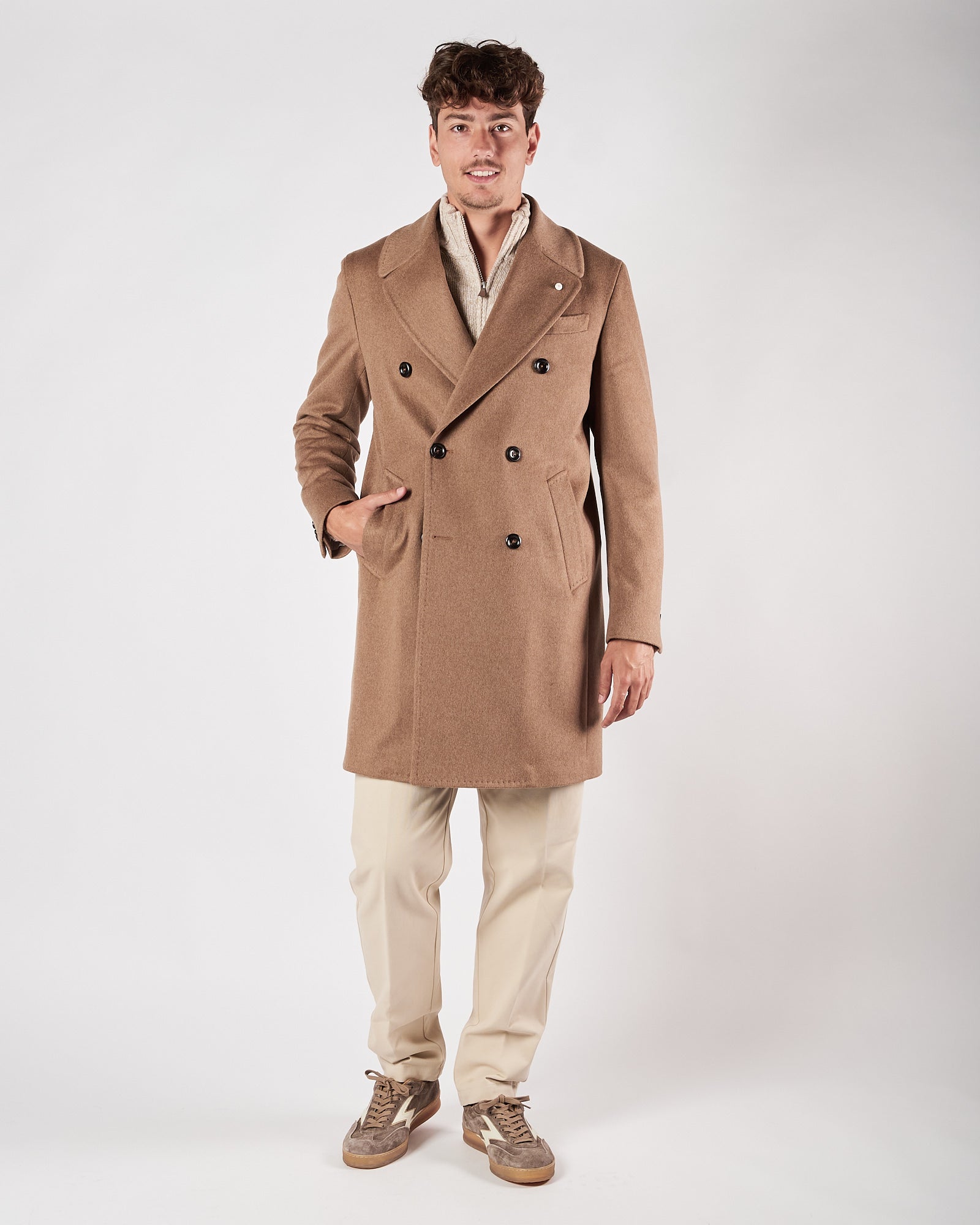 Cappotto Luigi Bianchi doppio petto cammello