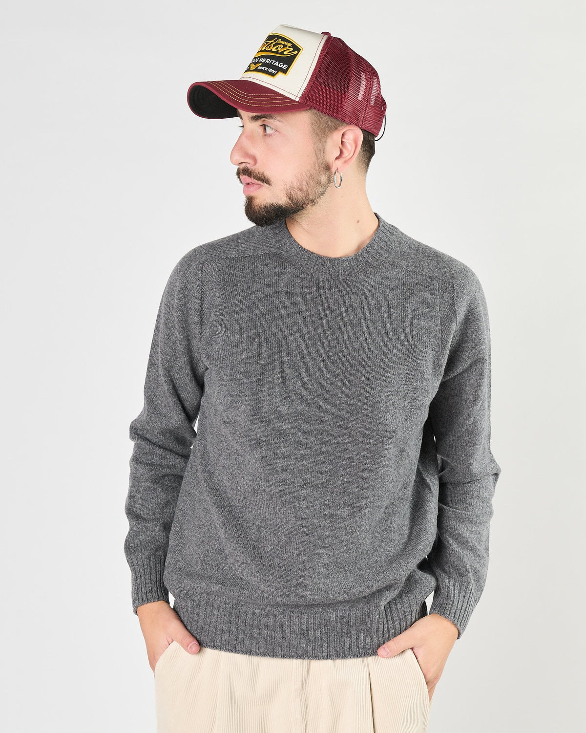 Maglia A|STORE girocollo in lana grigio scuro