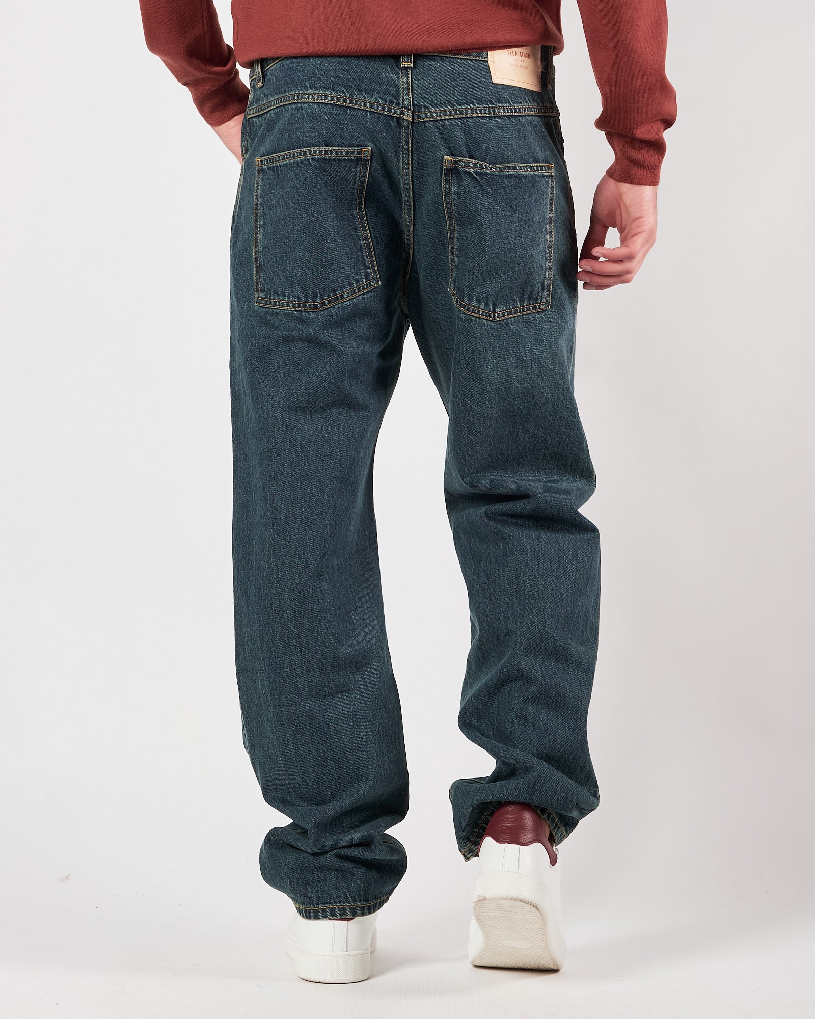 Jeans Tela Genova cinque tasche blu lavato