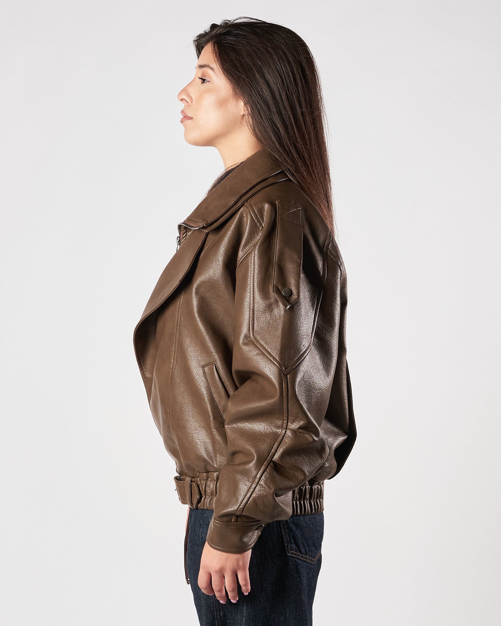 Bomber Eleh over in eco pelle fango