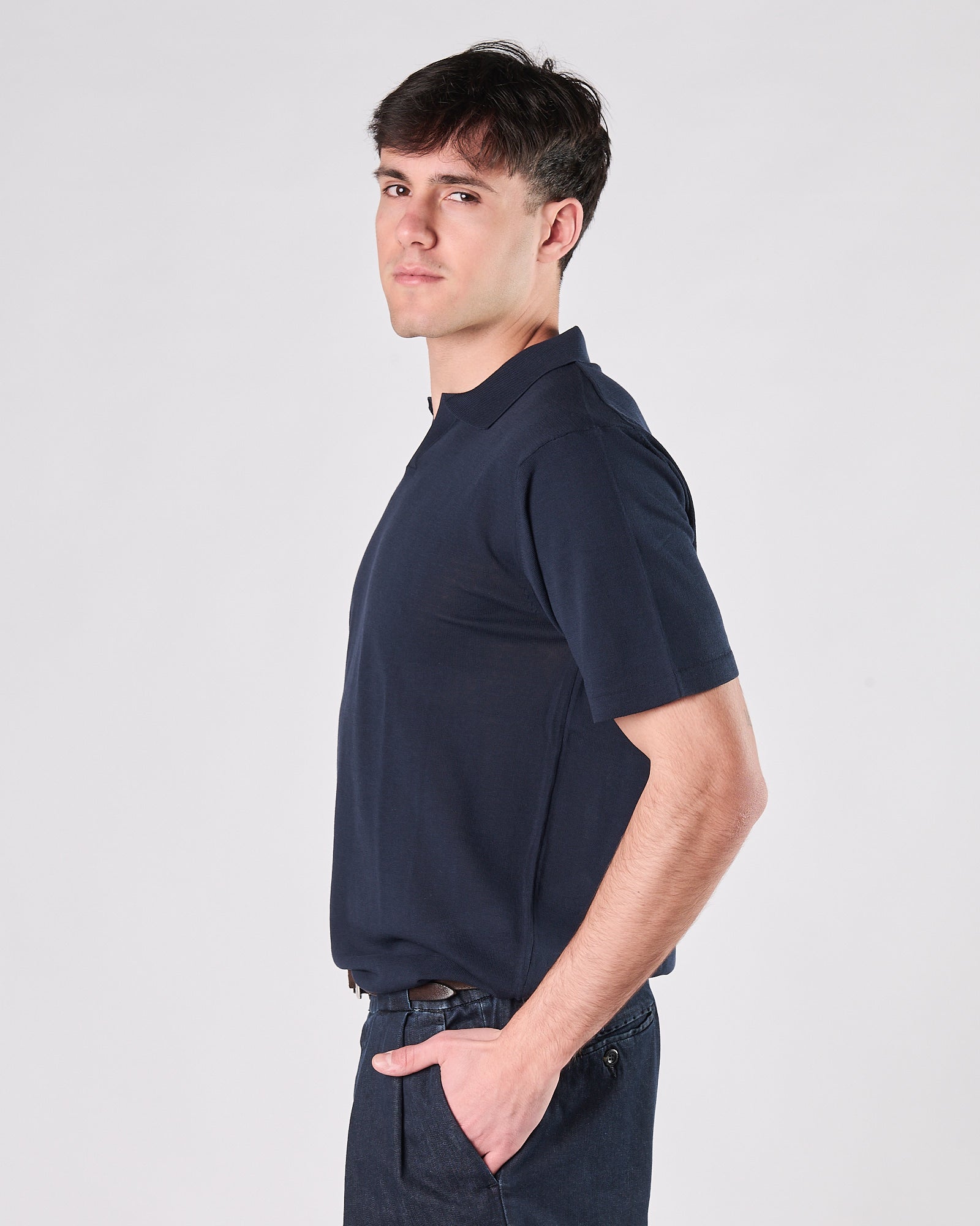 Polo Aimé in maglia manica corta blu