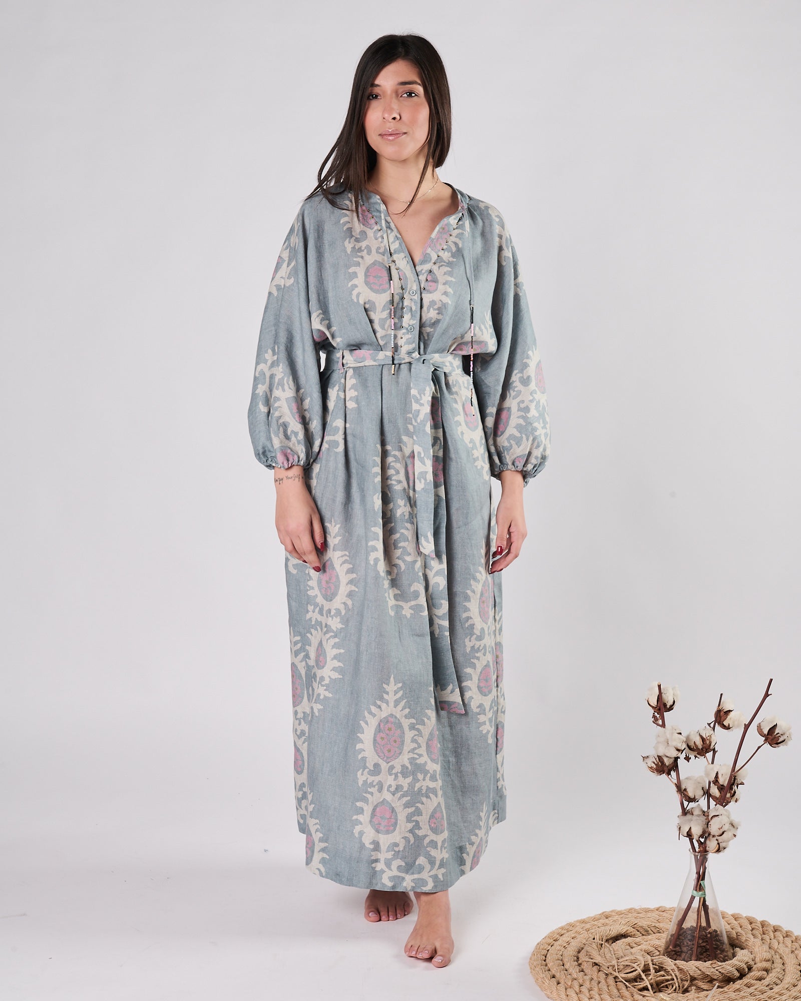 Abito Bazar Deluxe kaftano fantasia celetse