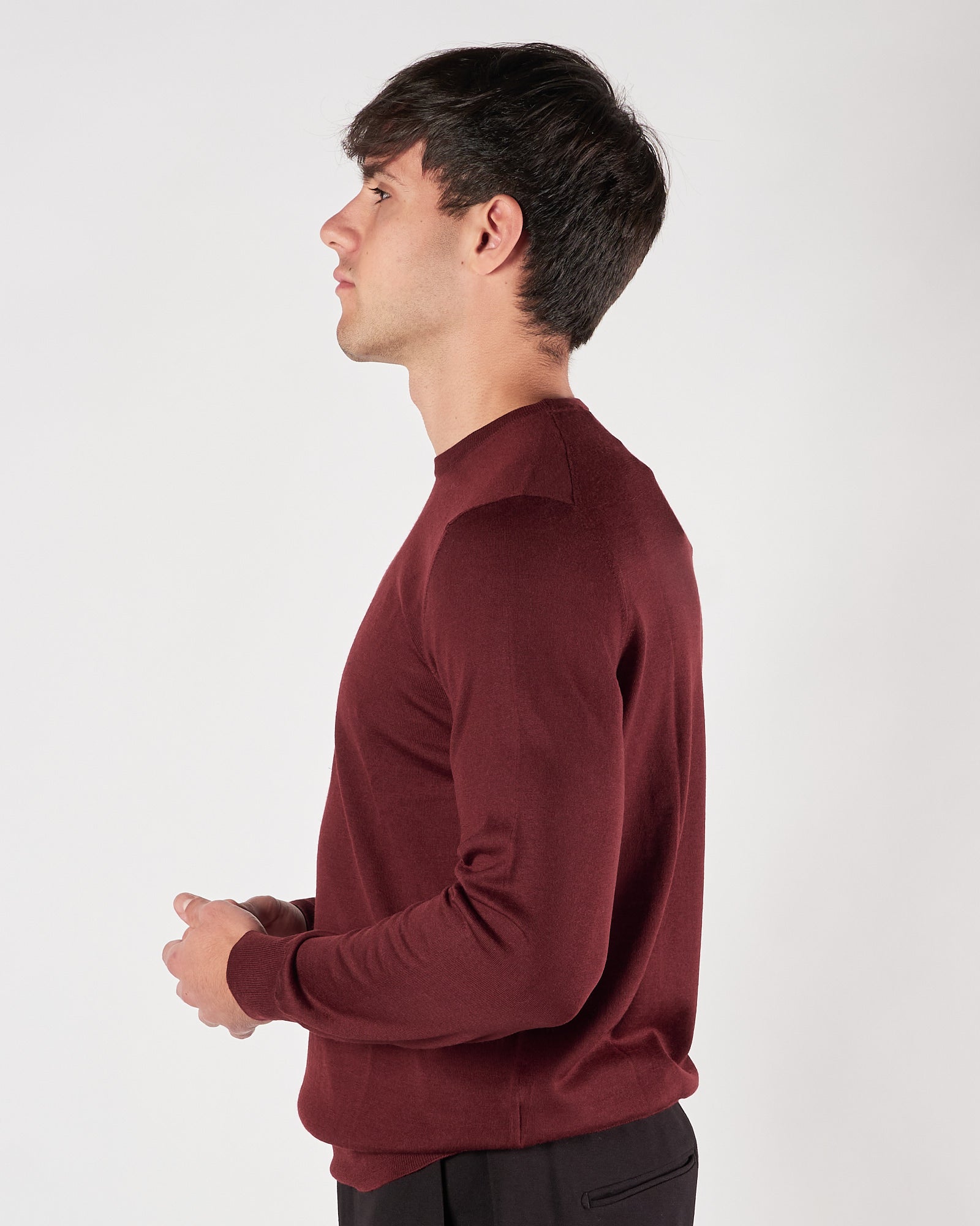 Maglia A|STORE girocollo in lana bordeaux