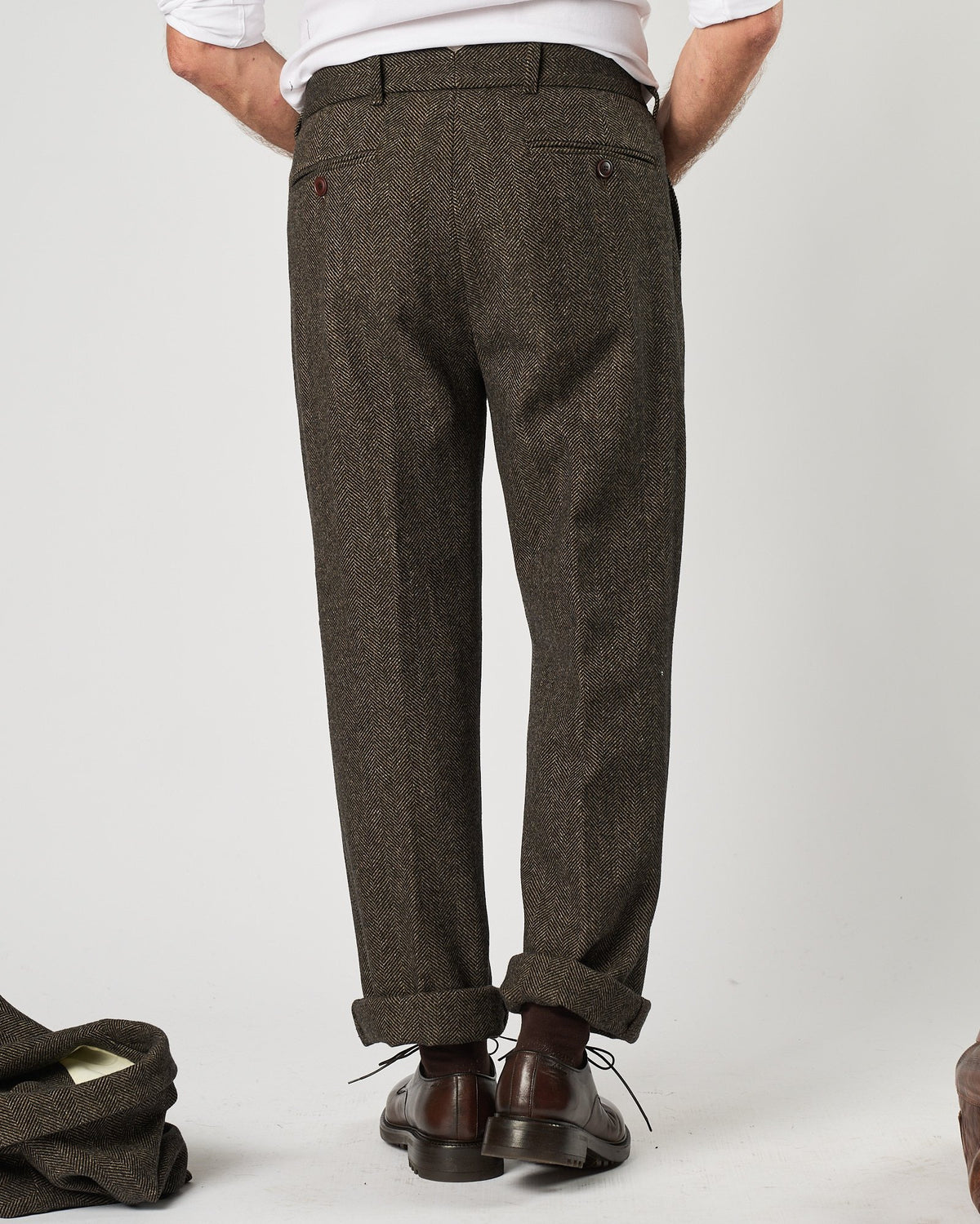 Pantalone Tela Genova spinato doppia pence verde