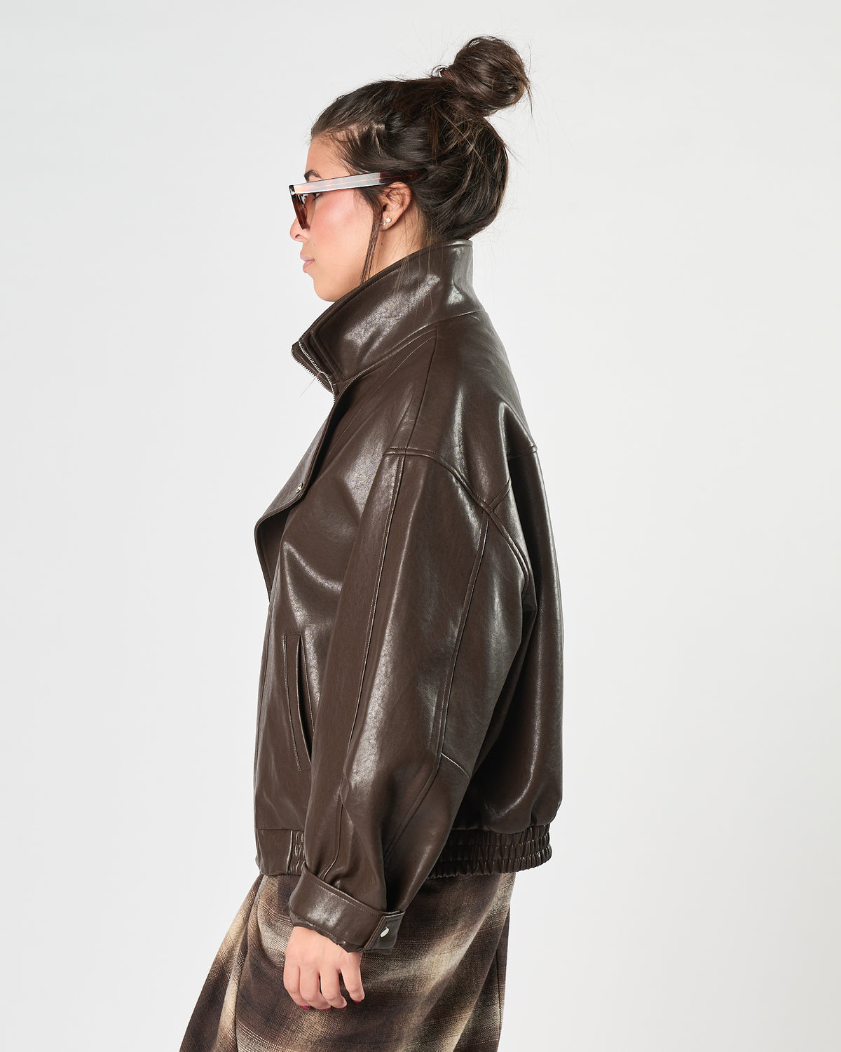 Bomber Eleh over in ecopelle cioccolato