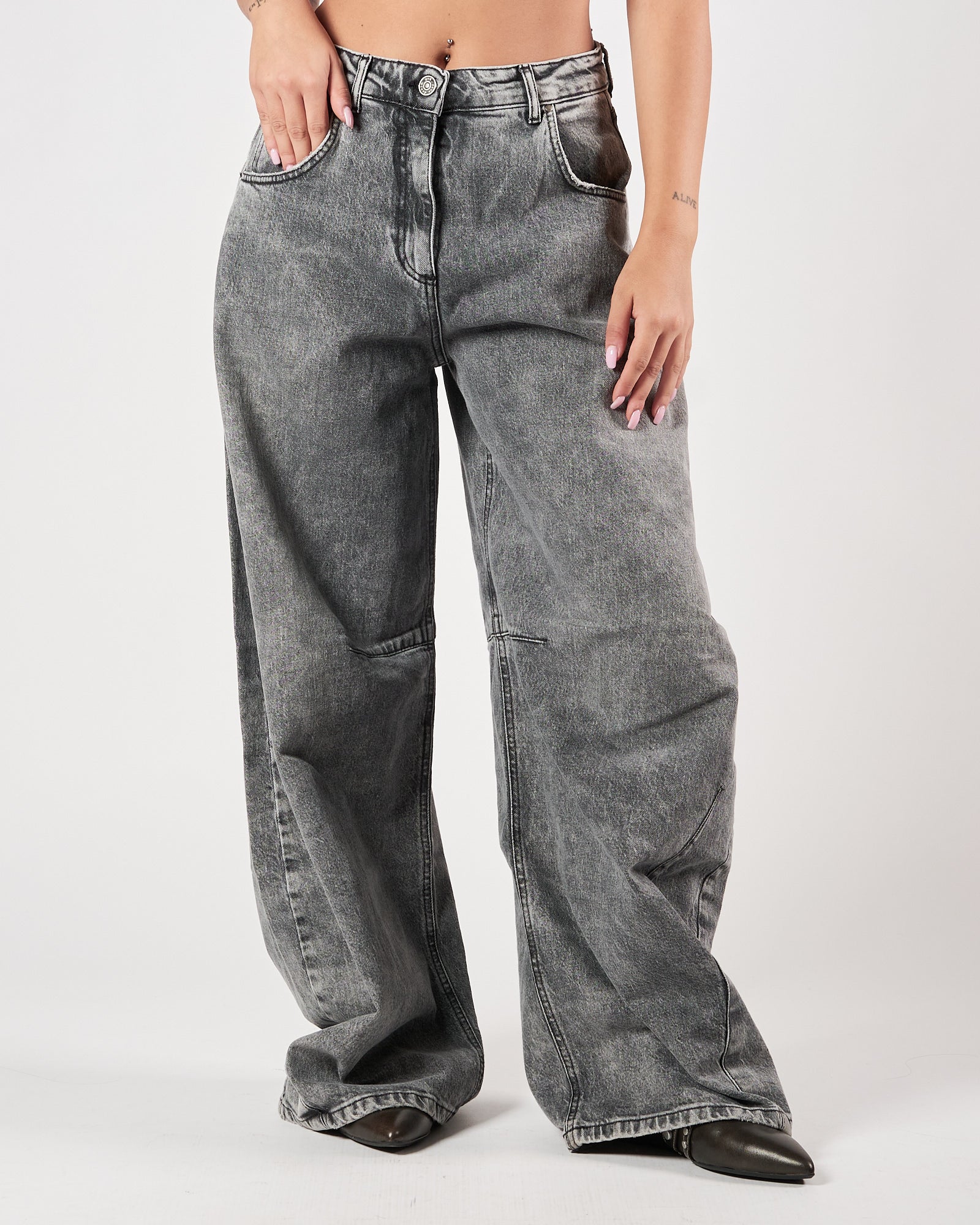 Jeans God Save Denim largo grigio