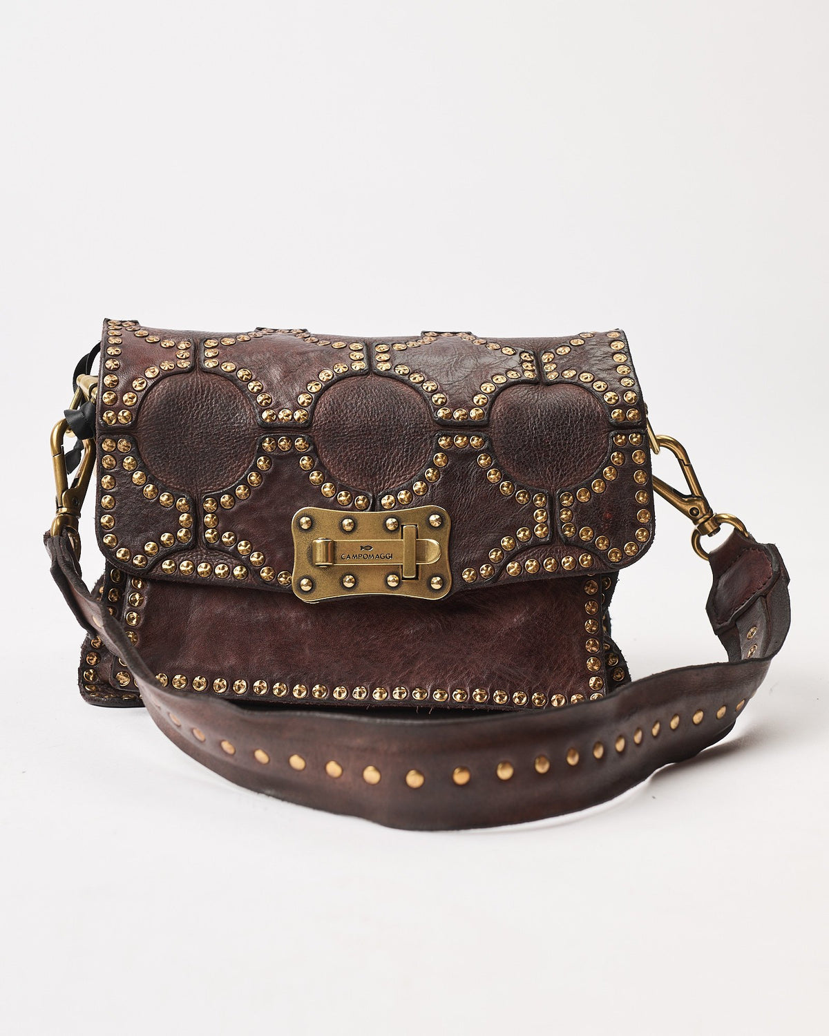 Borsa Campomaggi Agnese S in pelle borchie testa di moro