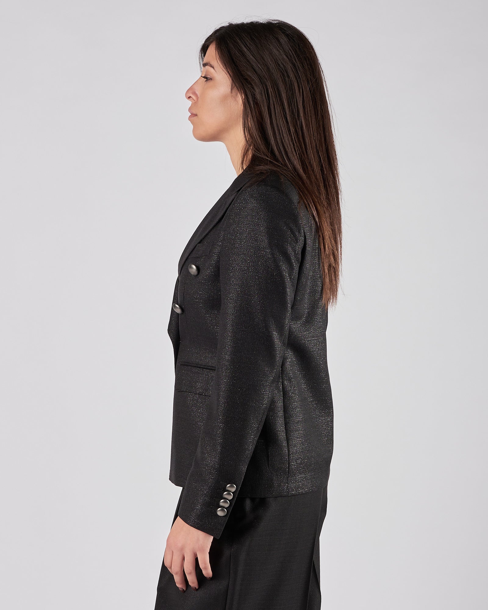 Giacca Lbm1911 doppio petto nera lurex