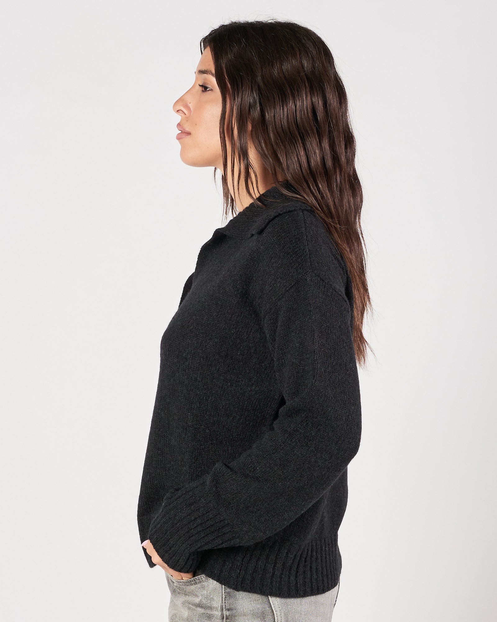 Polo Roberto Collina manica lunga nera