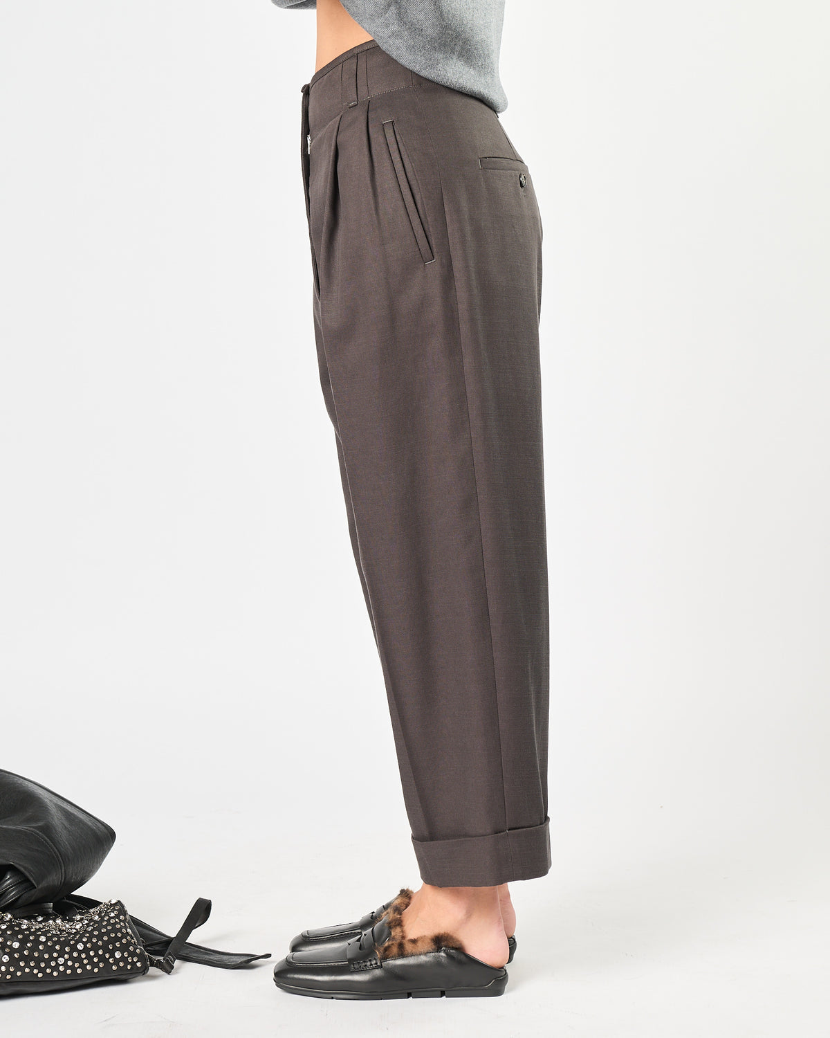 Pantalone Tela9 doppia pence grigio