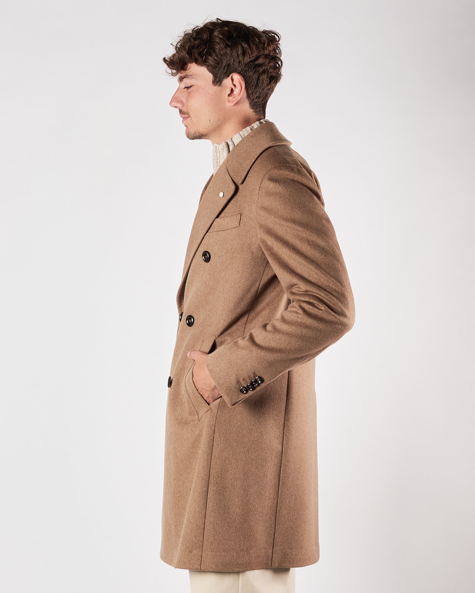 Cappotto Luigi Bianchi doppio petto cammello