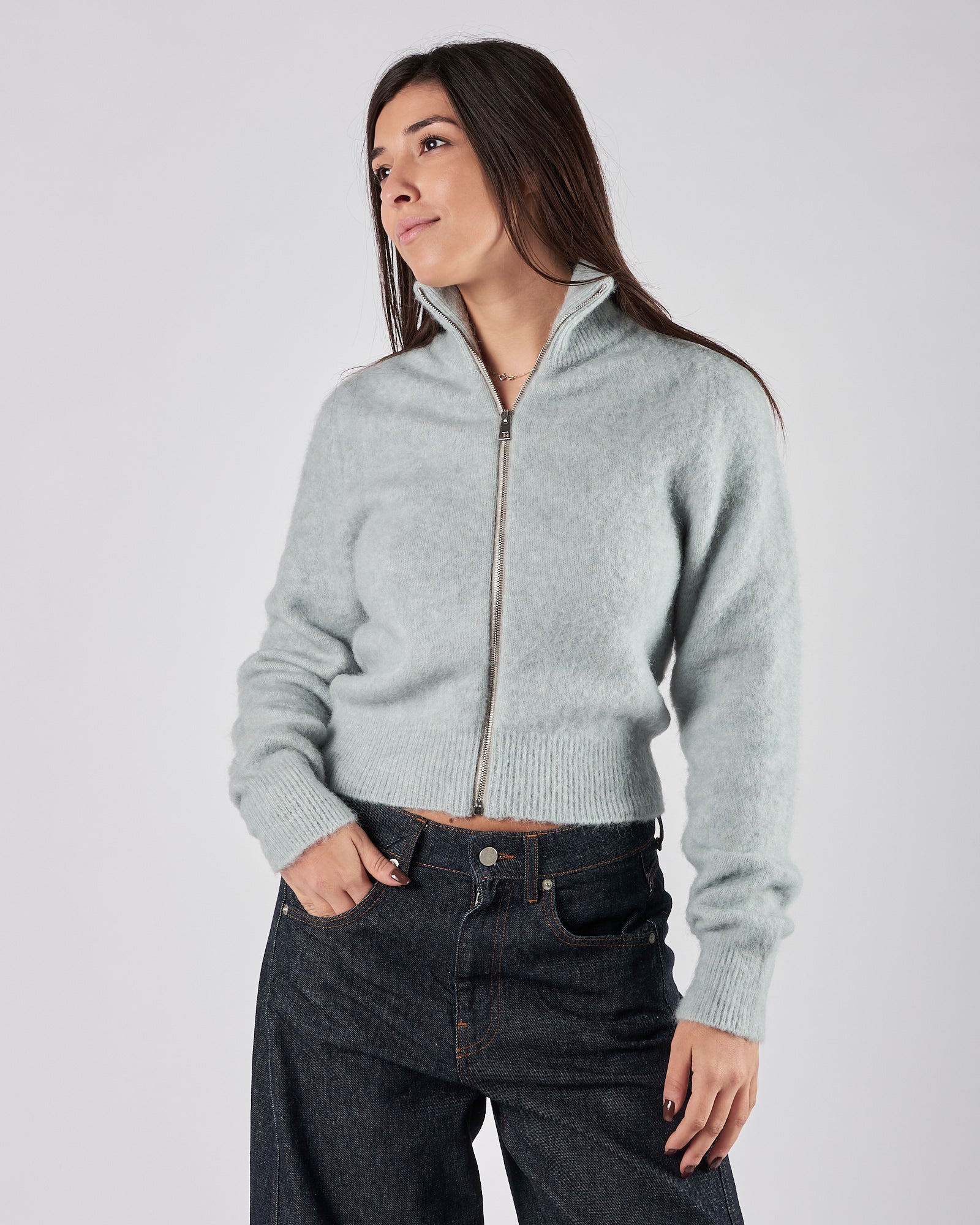 Cardigan Tela9 bomber polvere