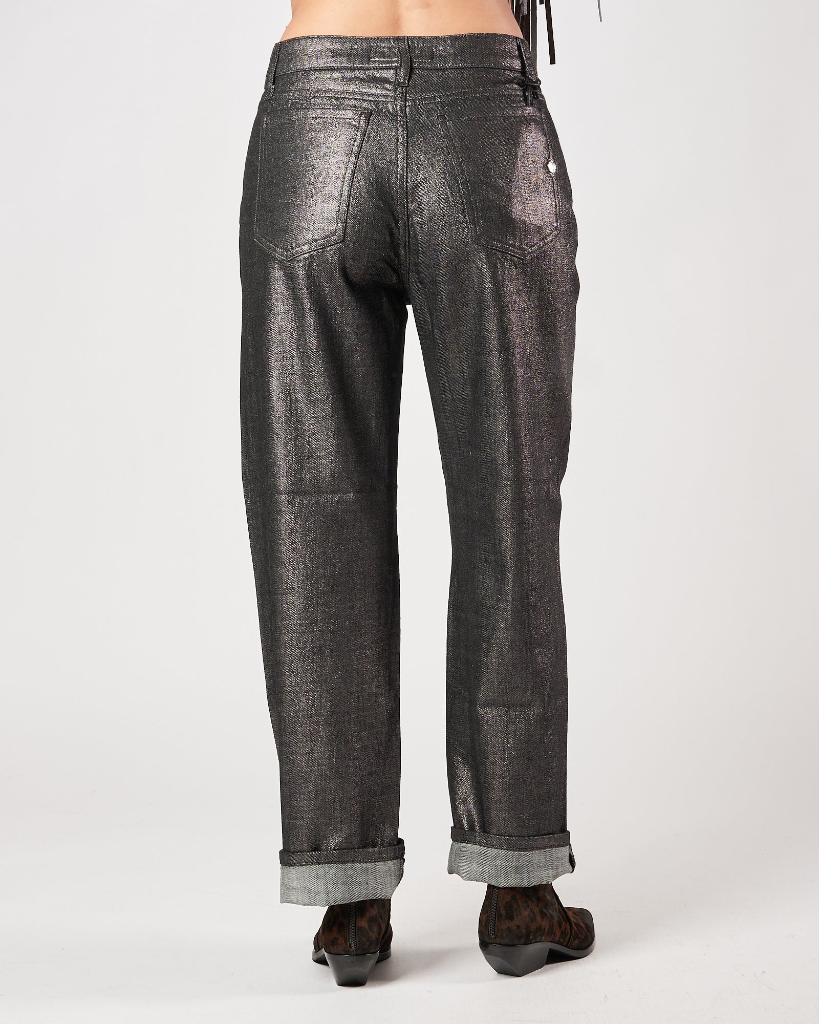 Jeans Shaft morbido grigio laminato