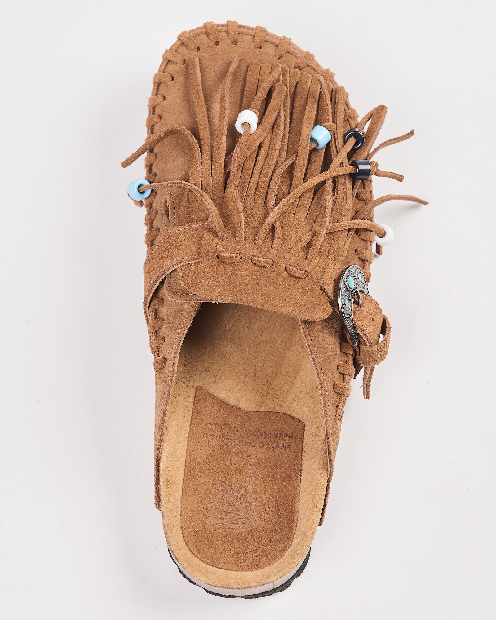 Ciabatta Taji con frange in suede roble