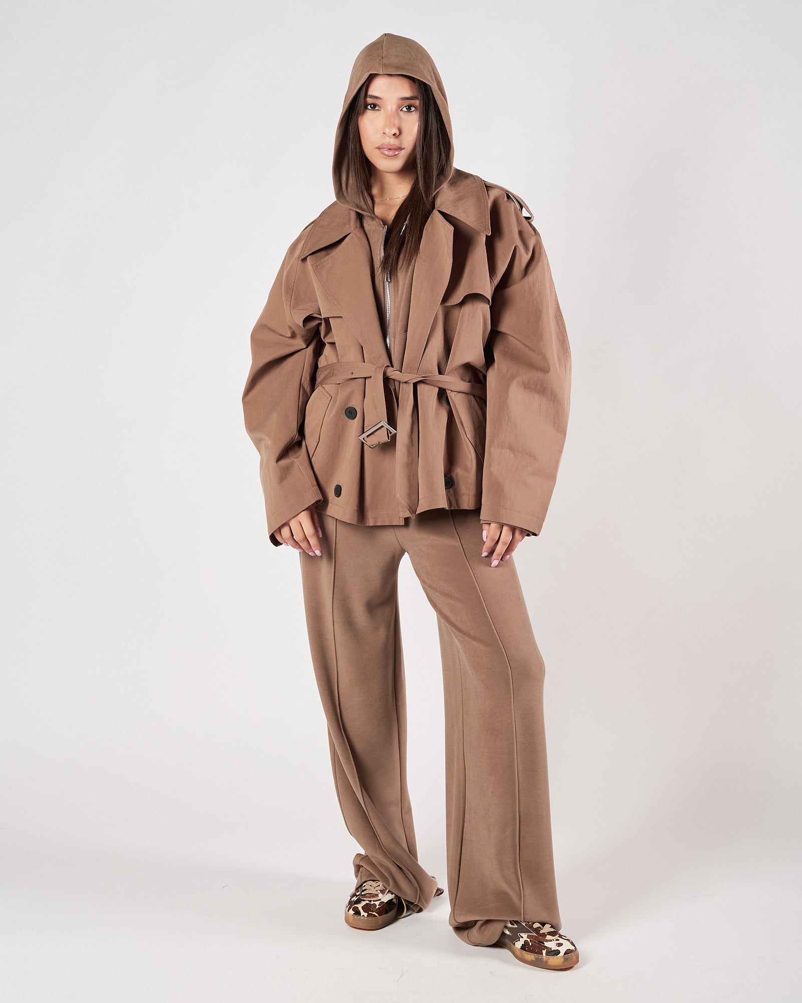 Trench Eleh corto doppio petto beige
