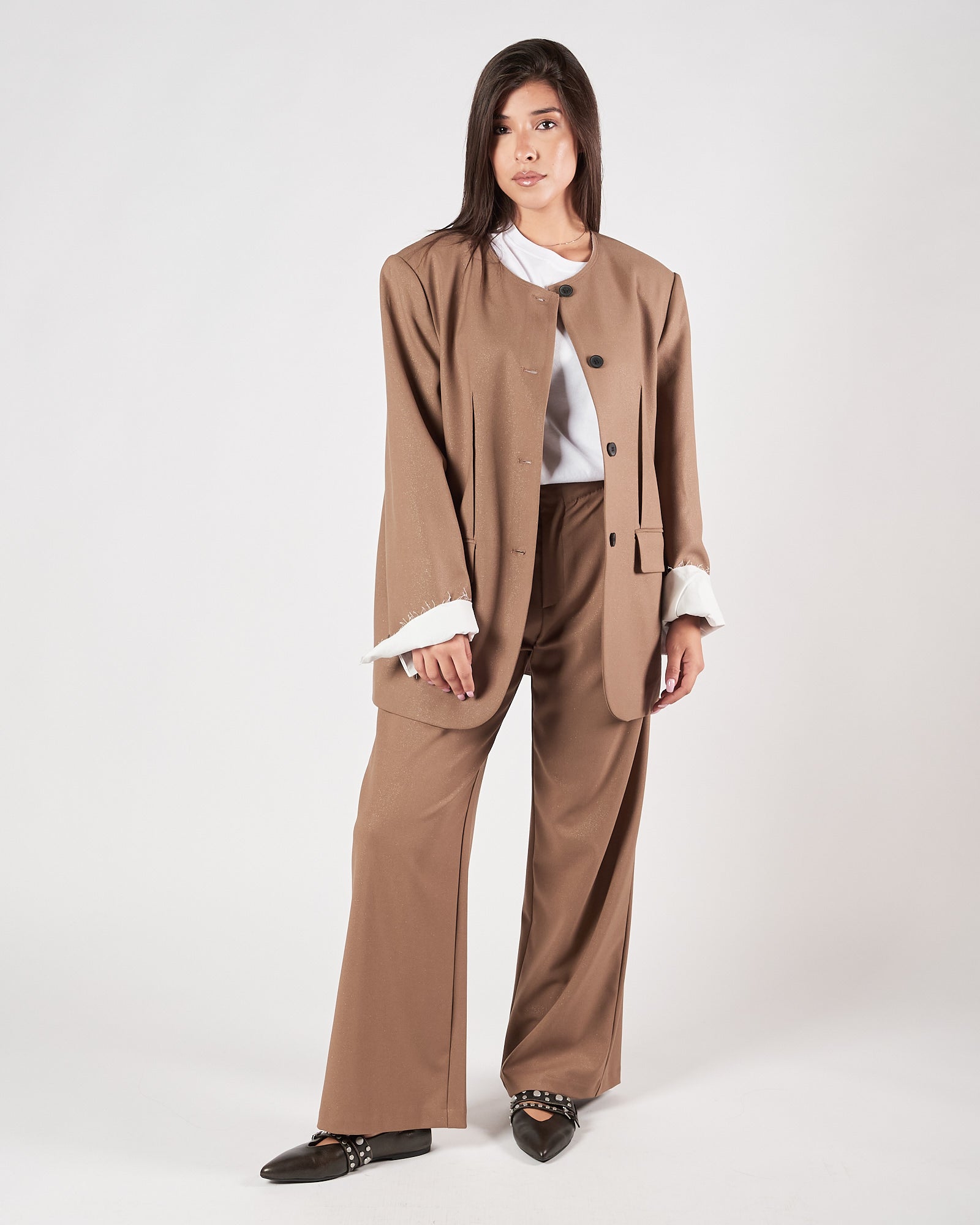 Pantalone Eleh largo grigio fango