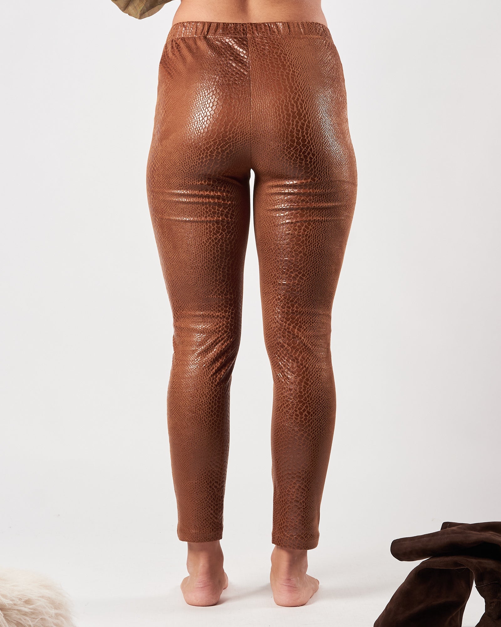 Pantalone Mes Demoiselles eco pelle pitonato brownie