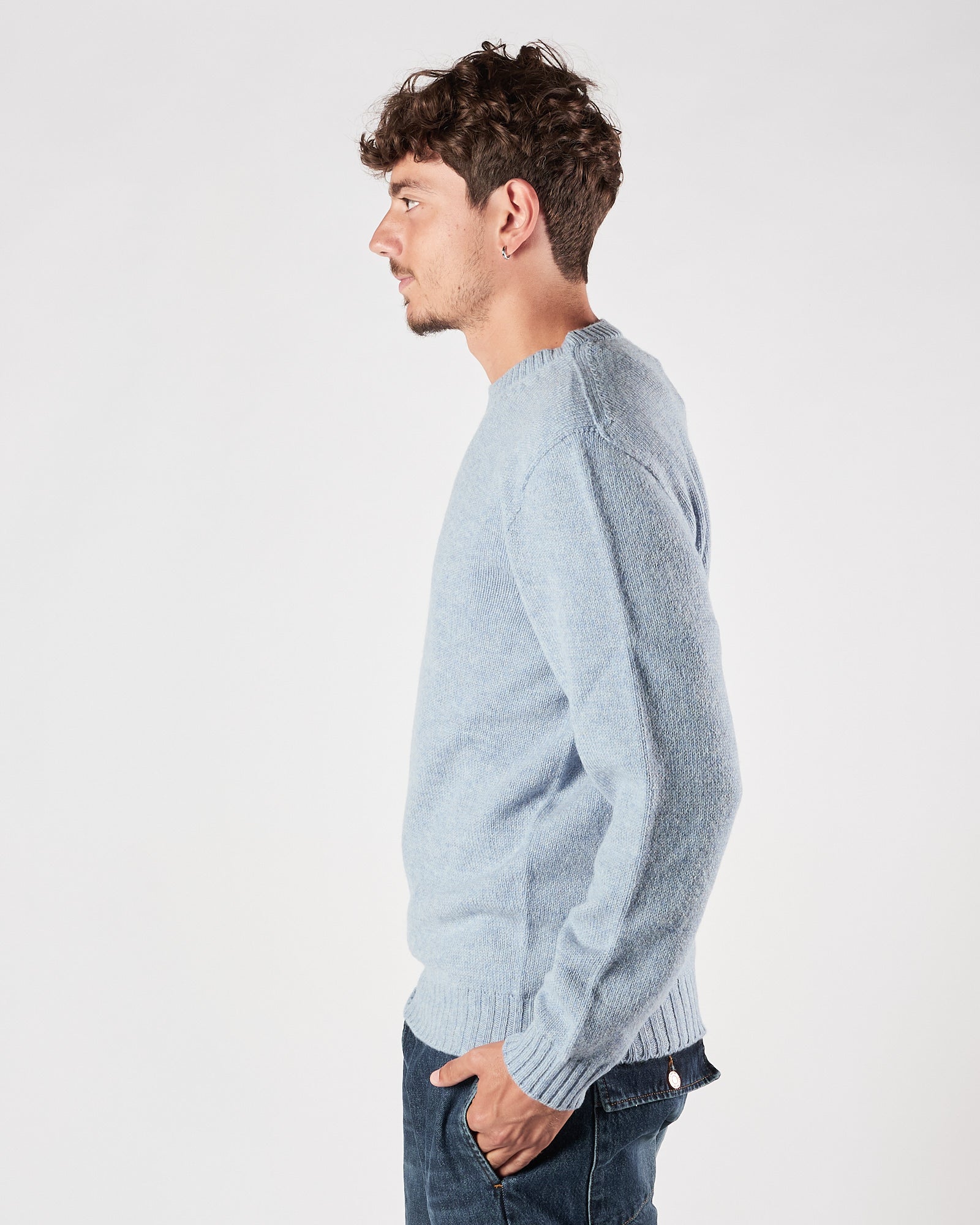 Maglia A|STORE in lana girocollo celeste