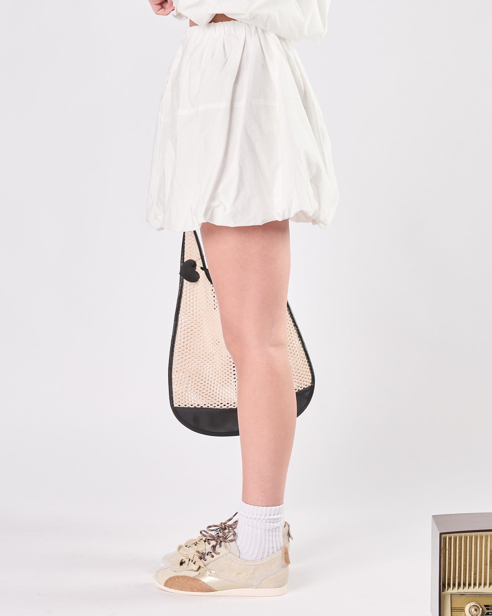 Gonna Eleh in popeline corta bianca