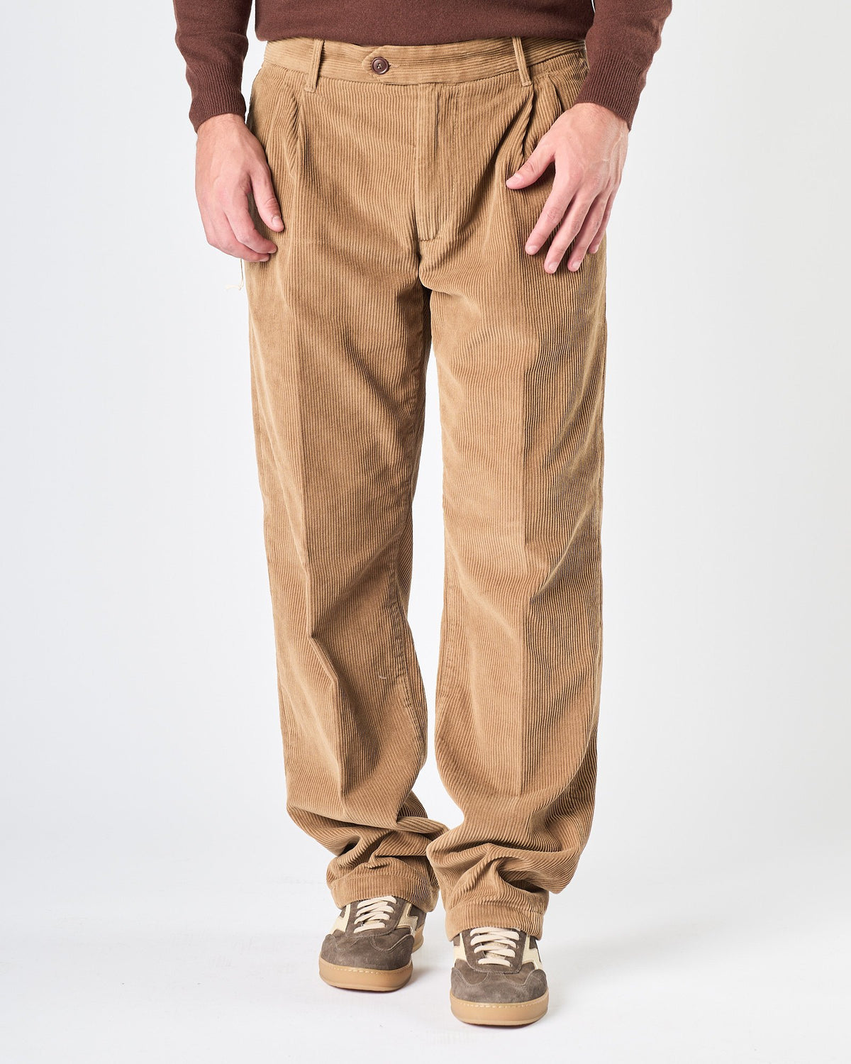 Pantalone Tela Genova in velluto a coste beige