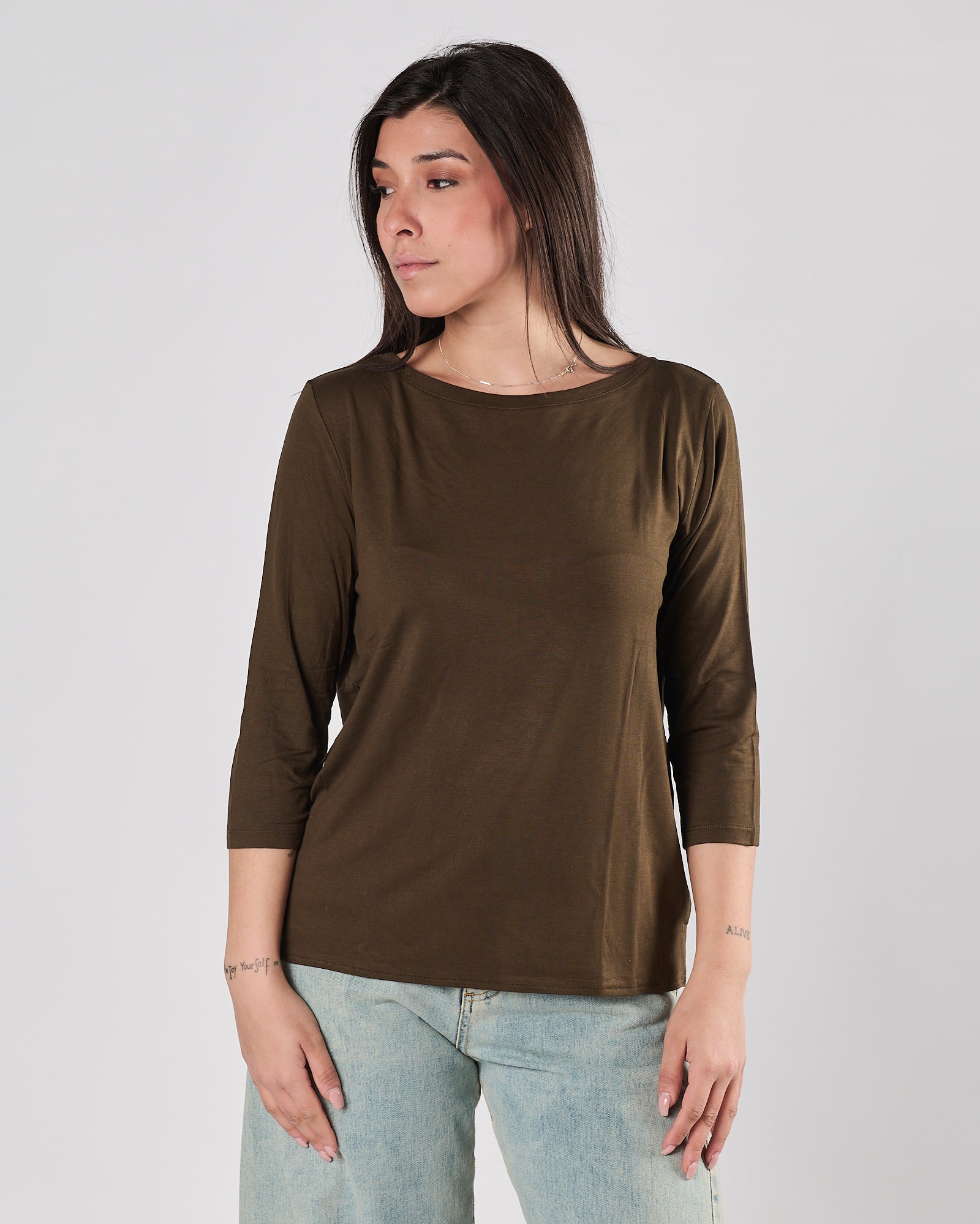 T-shirt Majestic manica 3/4 tonka